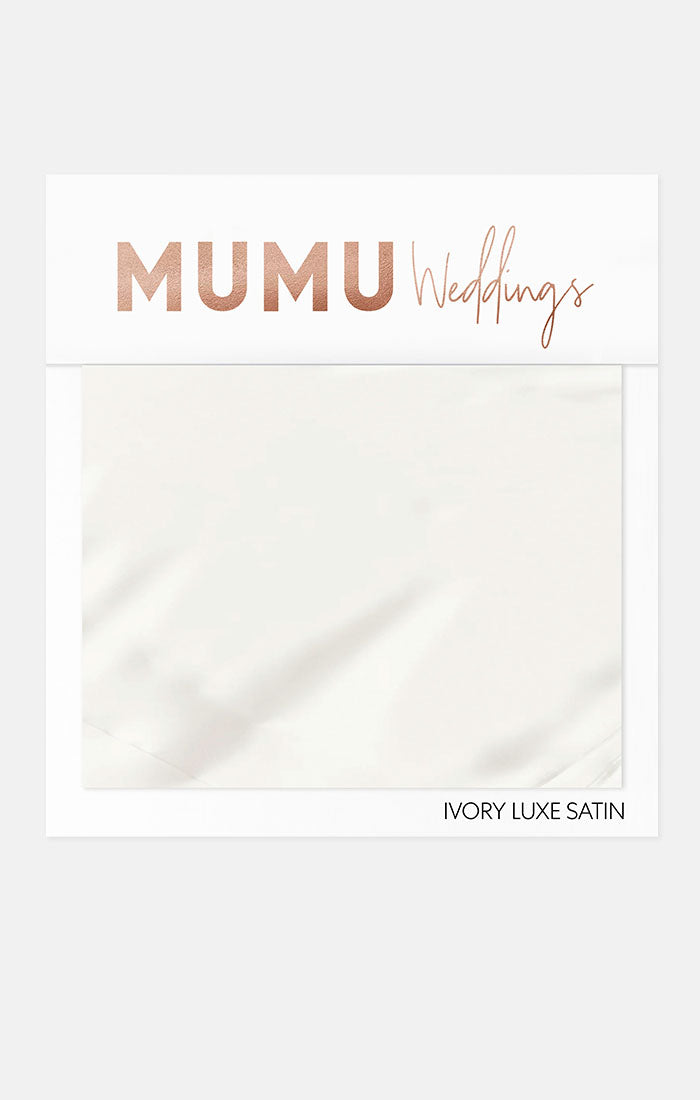 Bridesmaid Fabric Swatch in Ivory Luxe Satin | Mumu Wedding