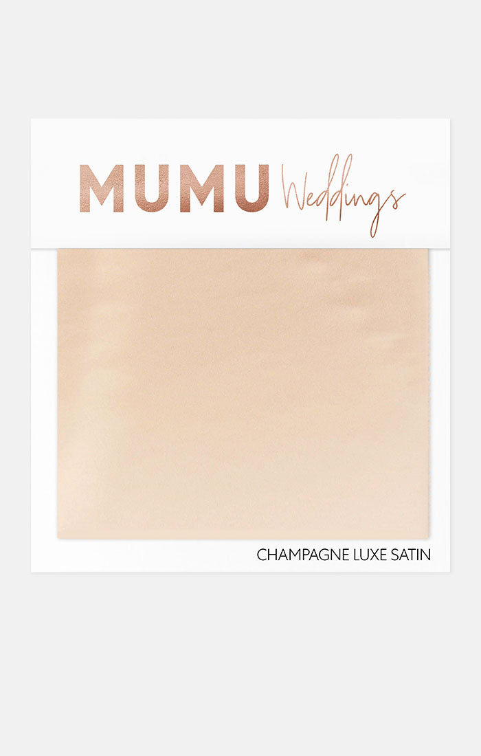 Bridesmaid Fabric Swatch in Champagne Luxe Satin | Mumu Wedding