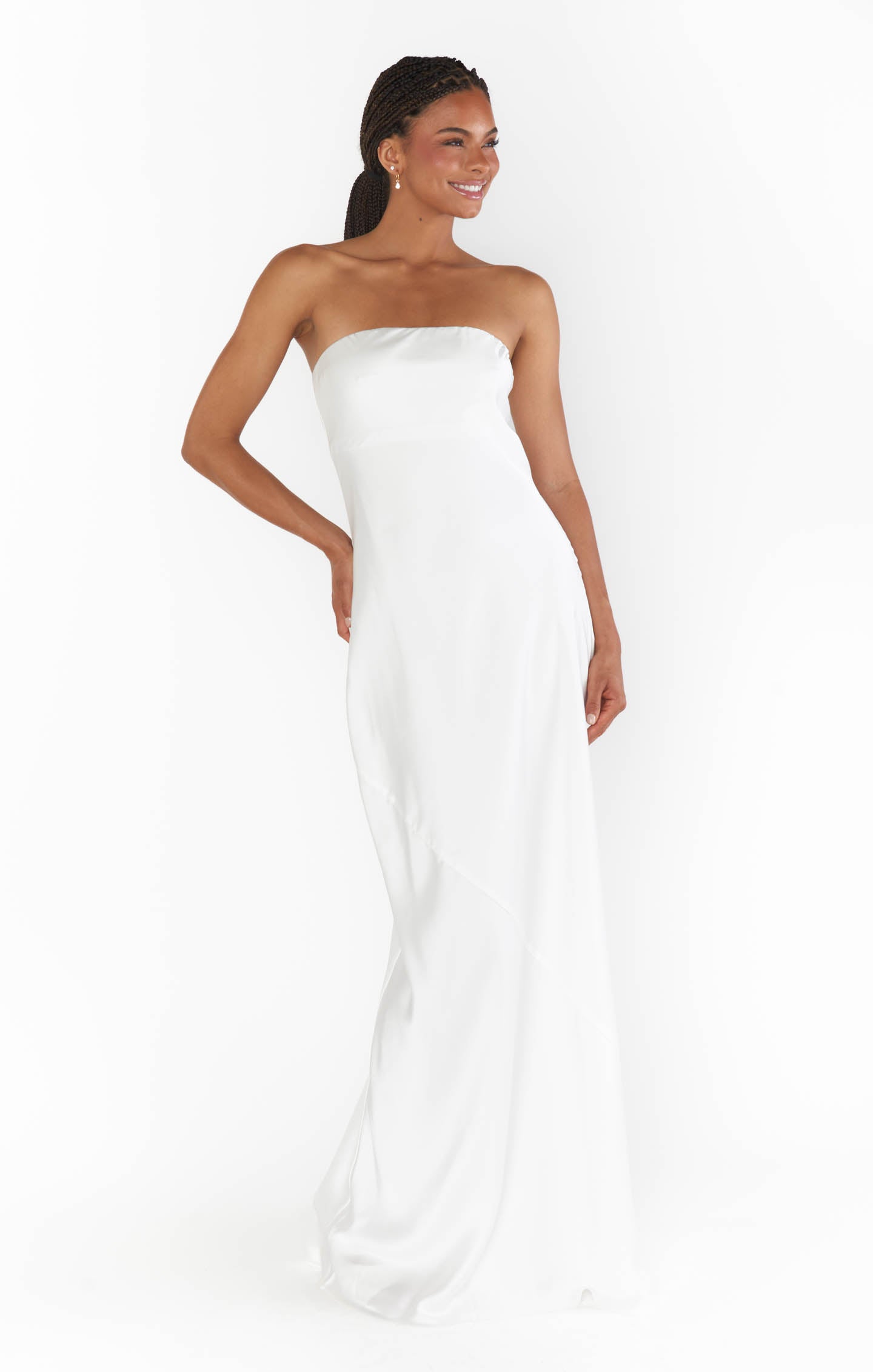Strapless Satin Maxi Dress for Bridal Events | Taylor Tube Ivory