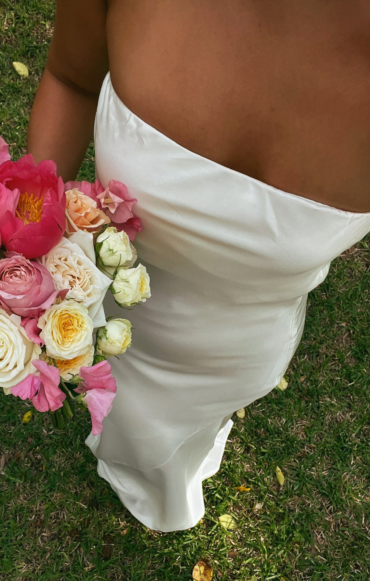 Strapless Satin Maxi Dress for Bridal Events | Taylor Tube Ivory