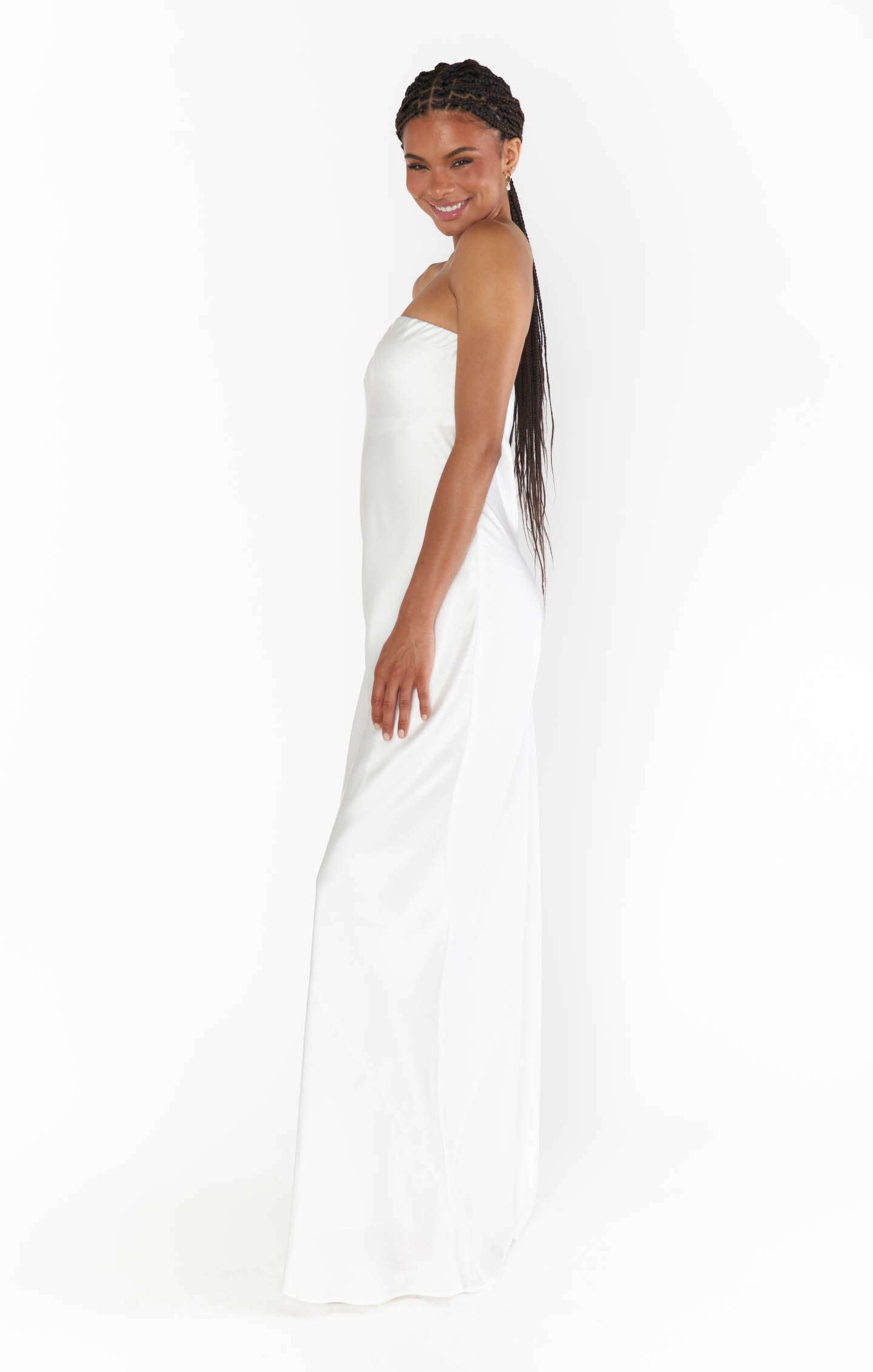 Strapless Satin Maxi Dress for Bridal Events | Taylor Tube Ivory