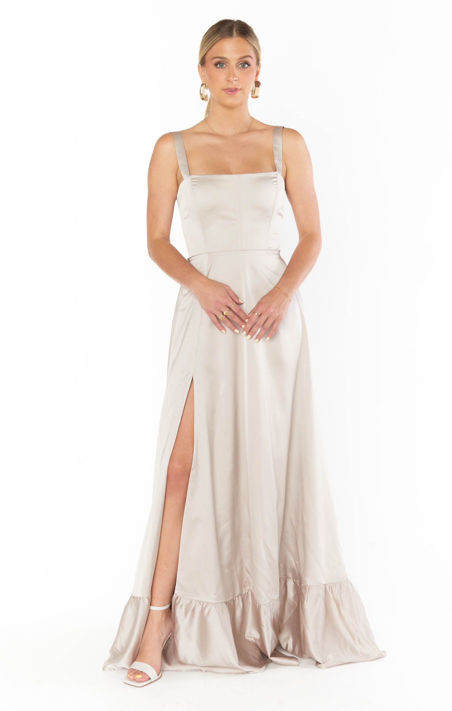 Luxe Satin Corset Dress with Side Slit | Clarissa
