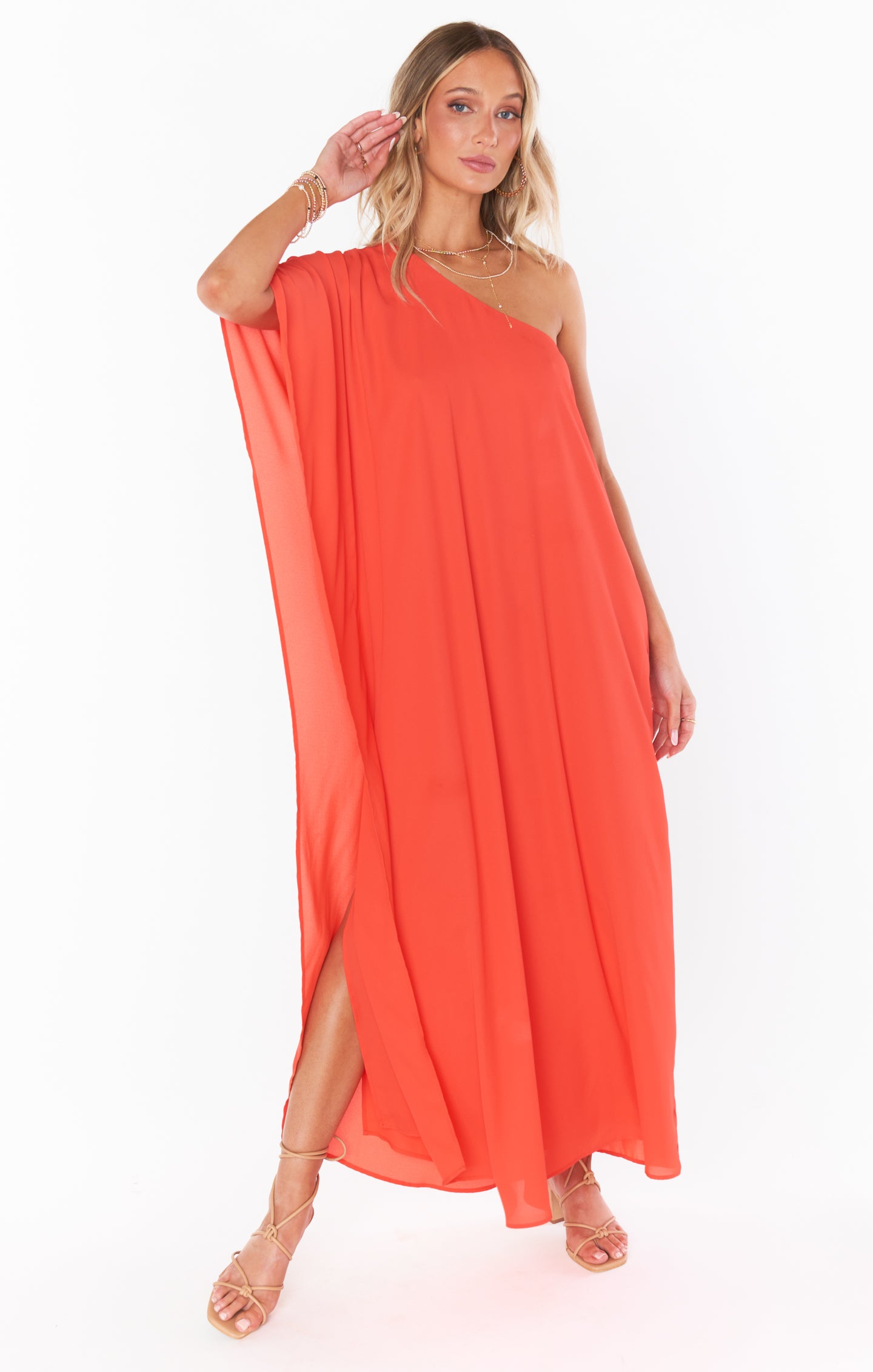 One Shoulder Red Maxi Dress for Beach & Events | Tropez