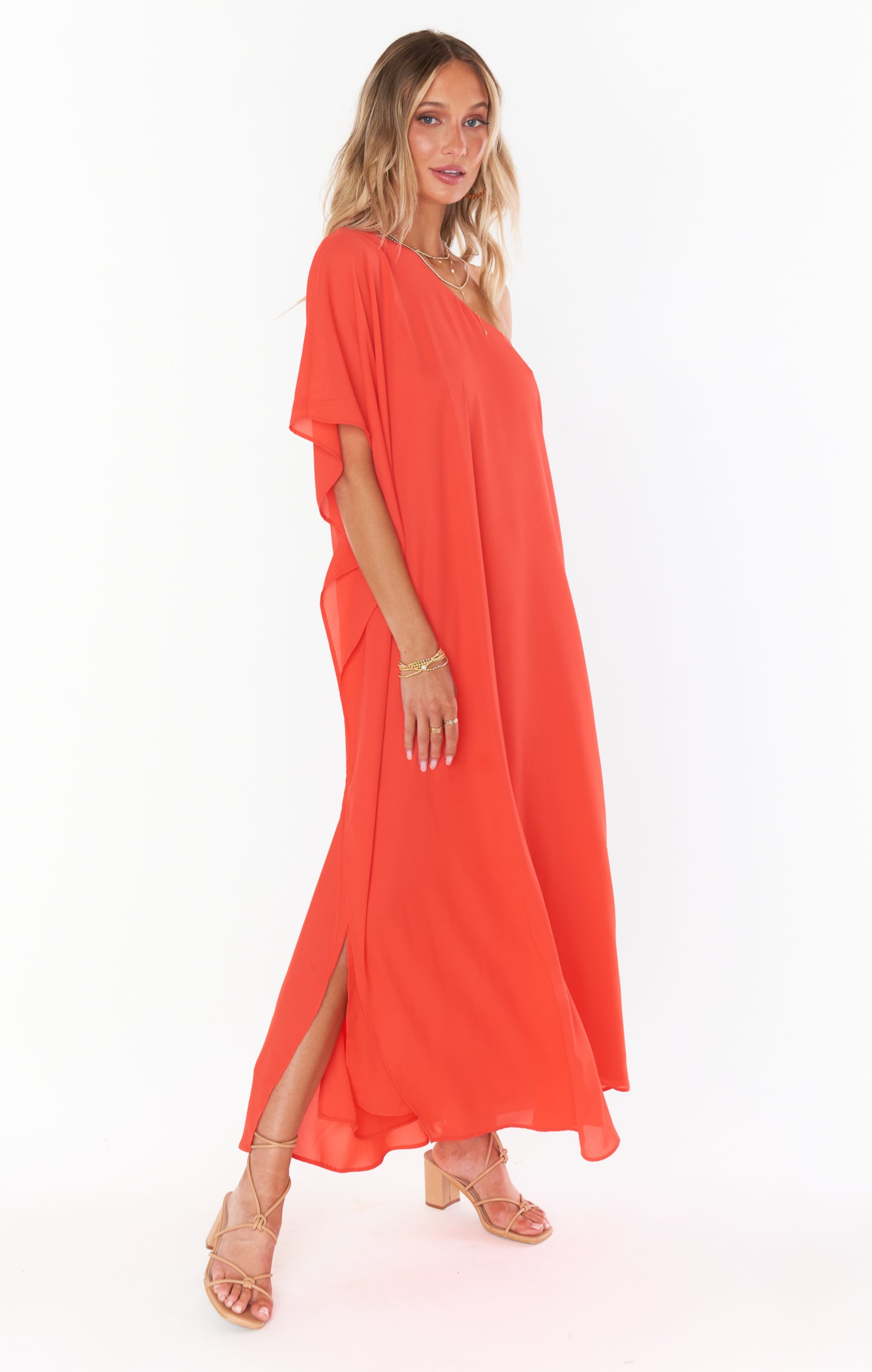 One Shoulder Red Maxi Dress for Beach & Events | Tropez