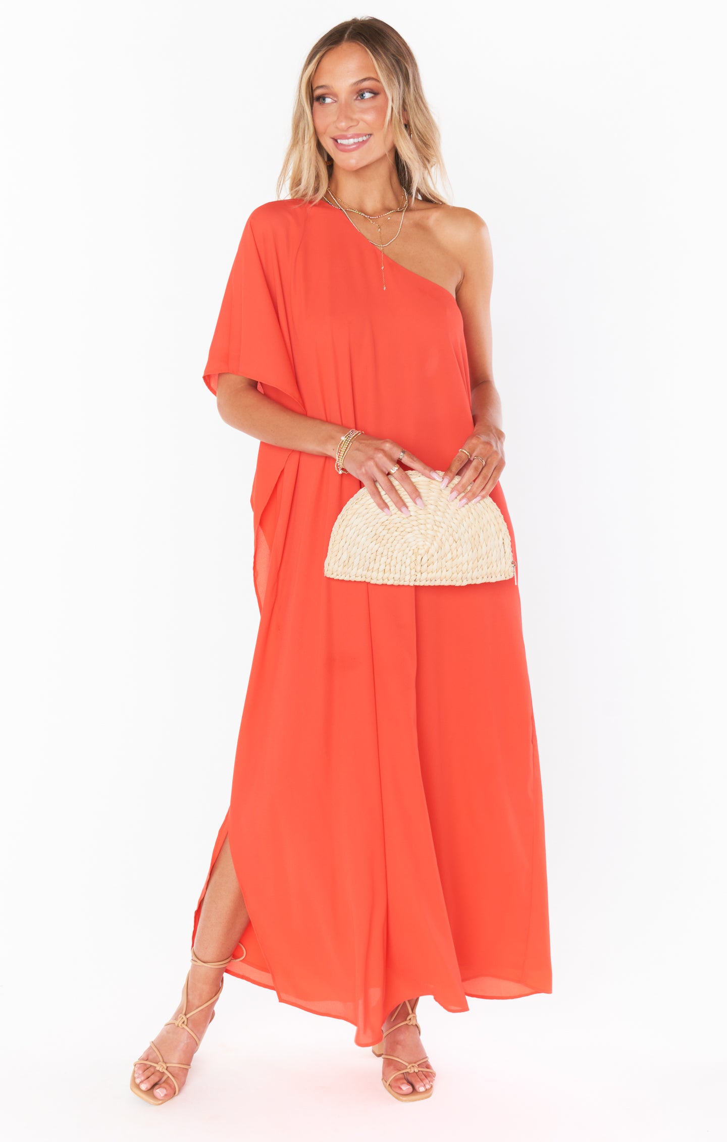 One Shoulder Red Maxi Dress for Beach & Events | Tropez