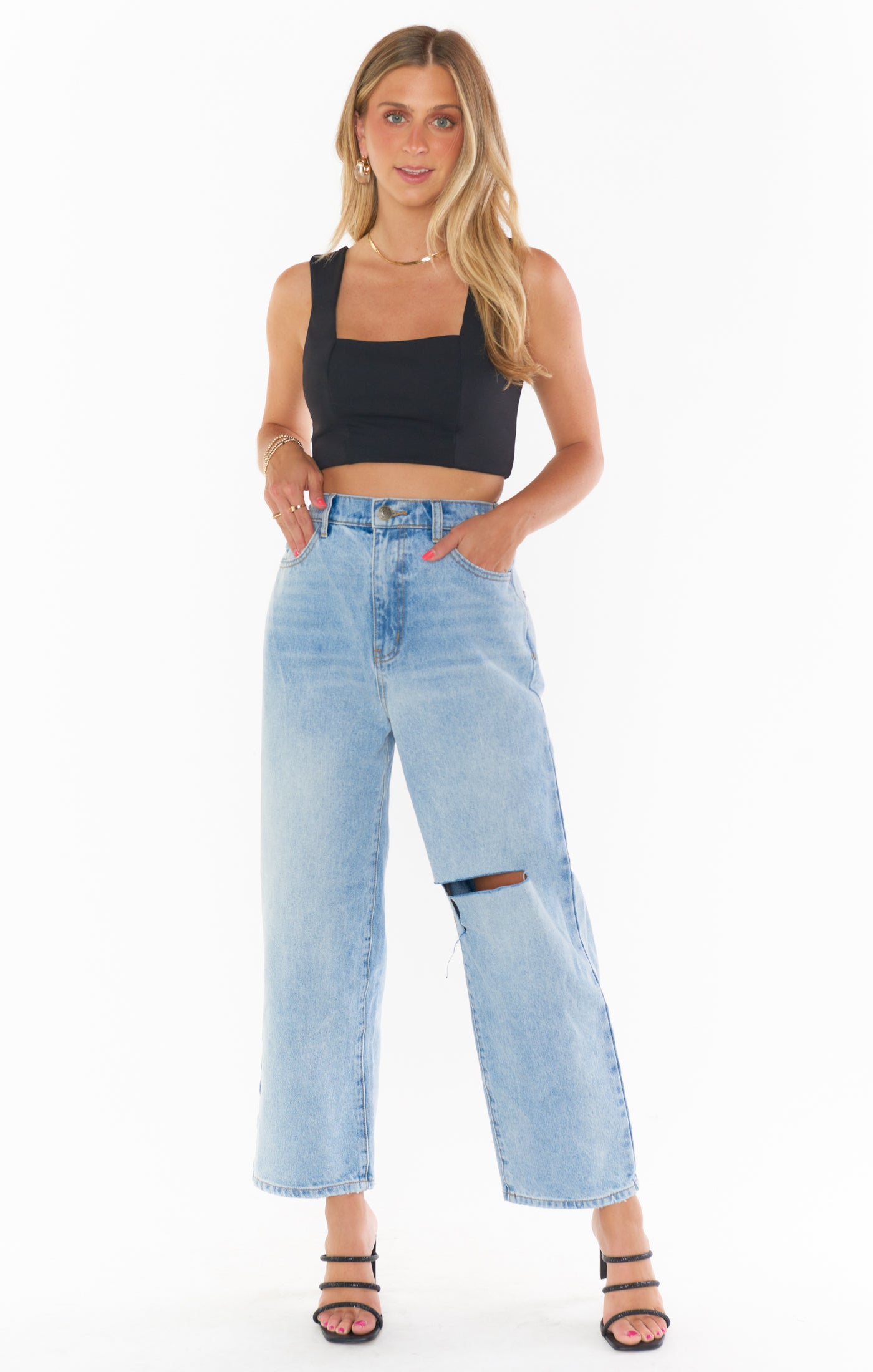 Black Stretch Crop Top for Women | Ansley