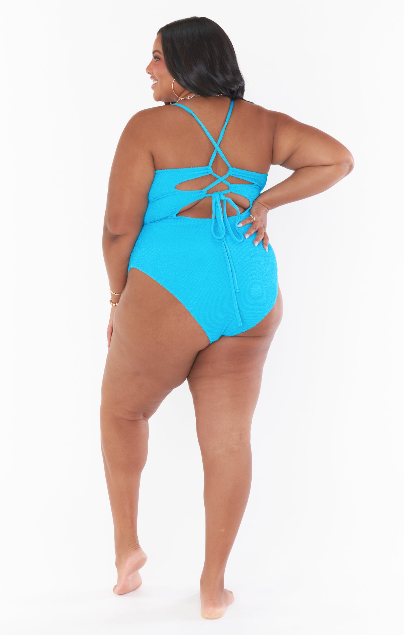 Turquoise Scrunch One Piece Swimsuit for Beach & Resort | Positano
