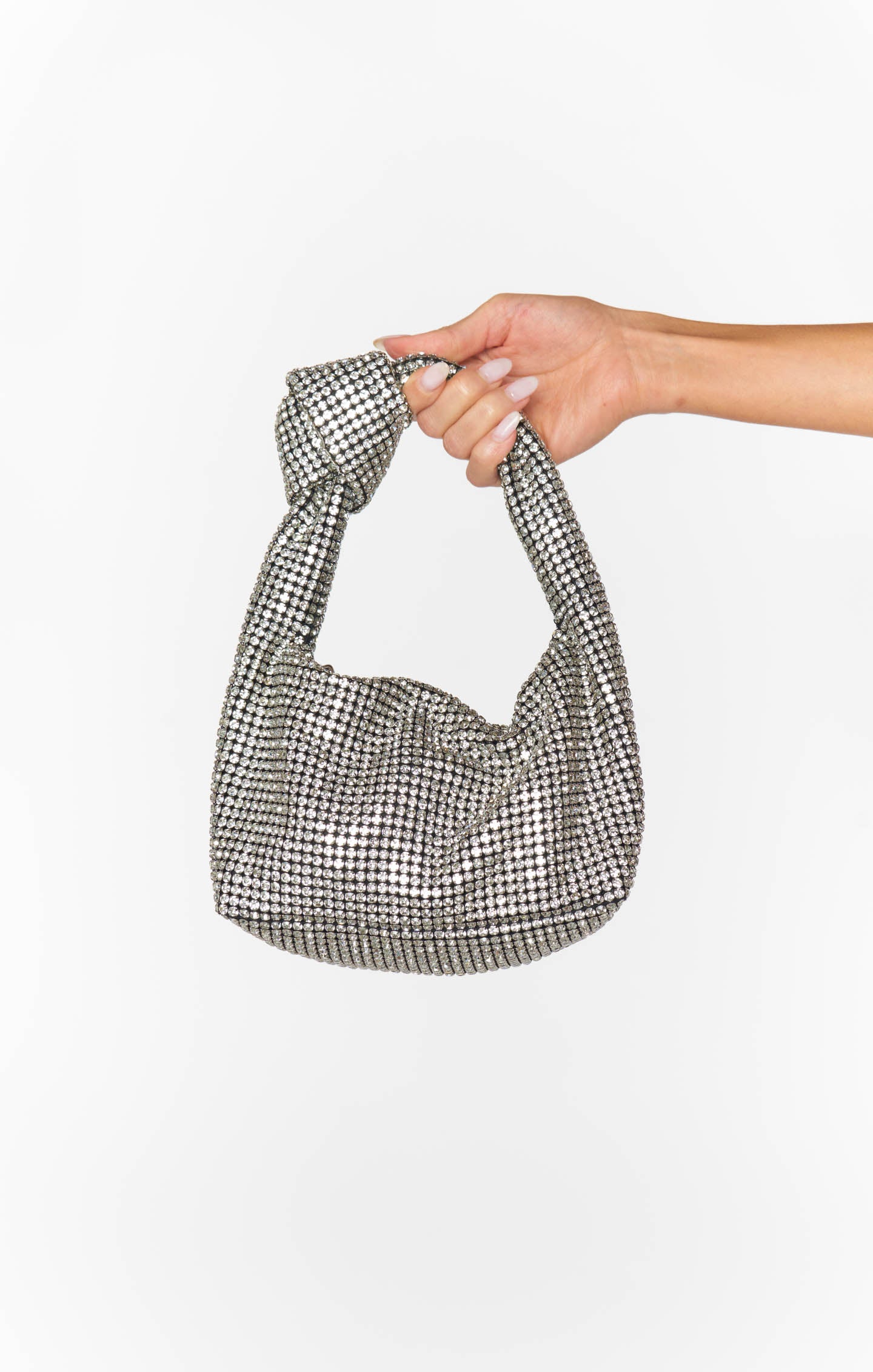 Rhinestone Purse with Crystal Chainmail & Knotted Handle | Kaia Knot