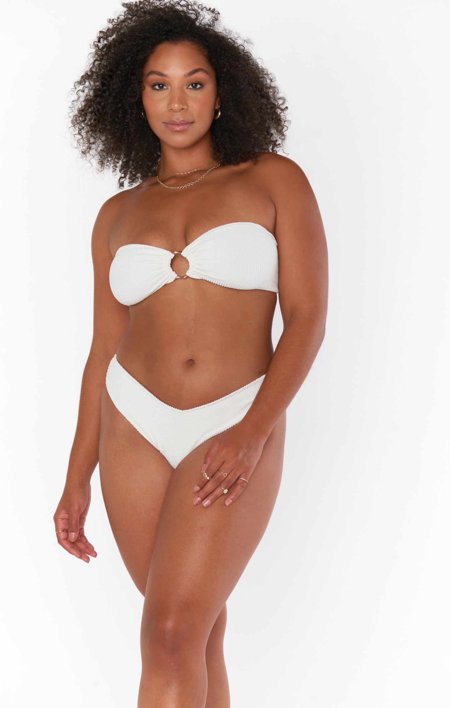 Scrunch Bikini Bottom in Ivory | Silvana Minimal Coverage