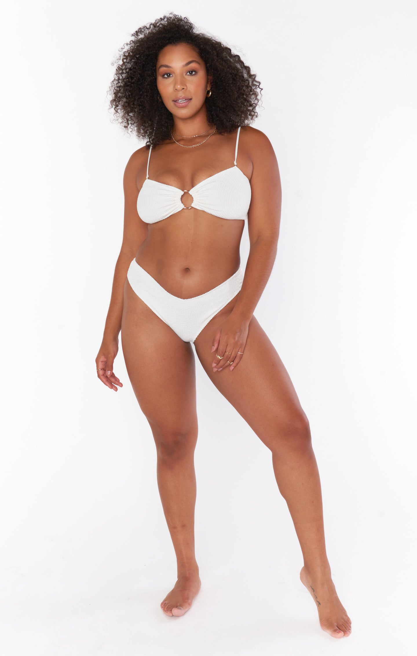 Scrunch Bikini Bottom in Ivory | Silvana Minimal Coverage