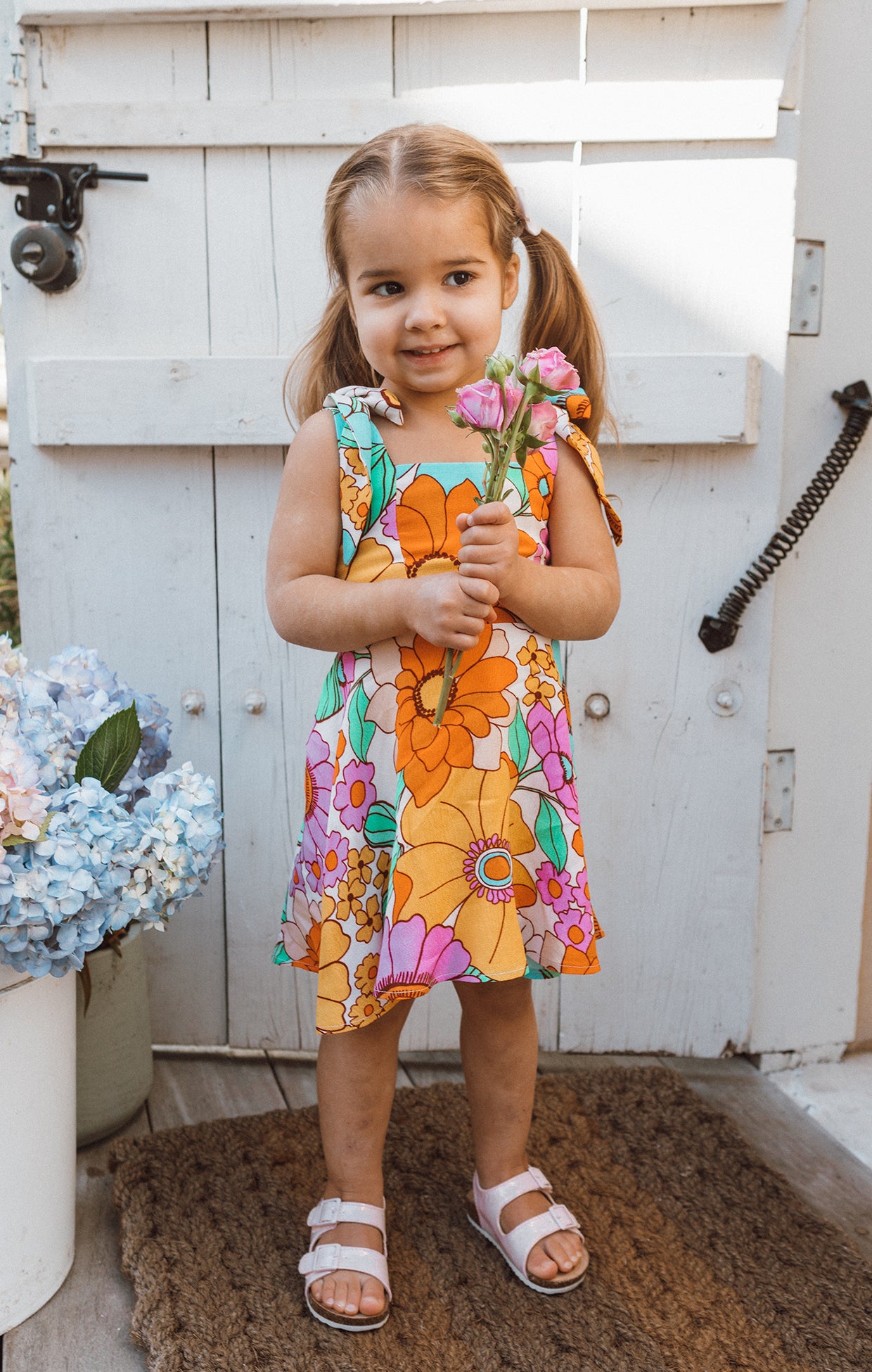 Girls' Floral Smock Dress with Puff Sleeves | Little Claire