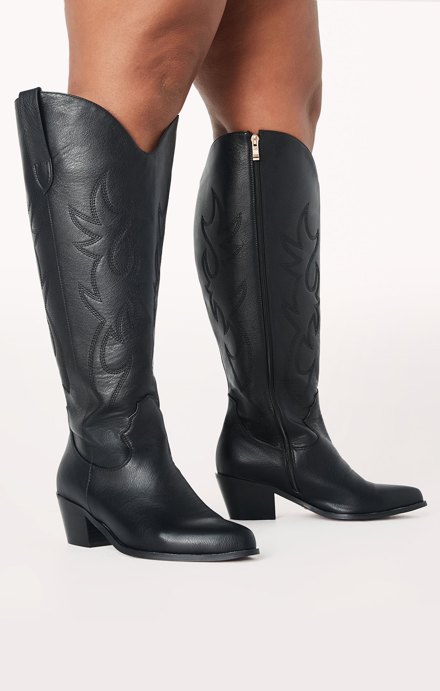 Extra Wide Calf Cowboy Boots for Women | Billini Urson Black