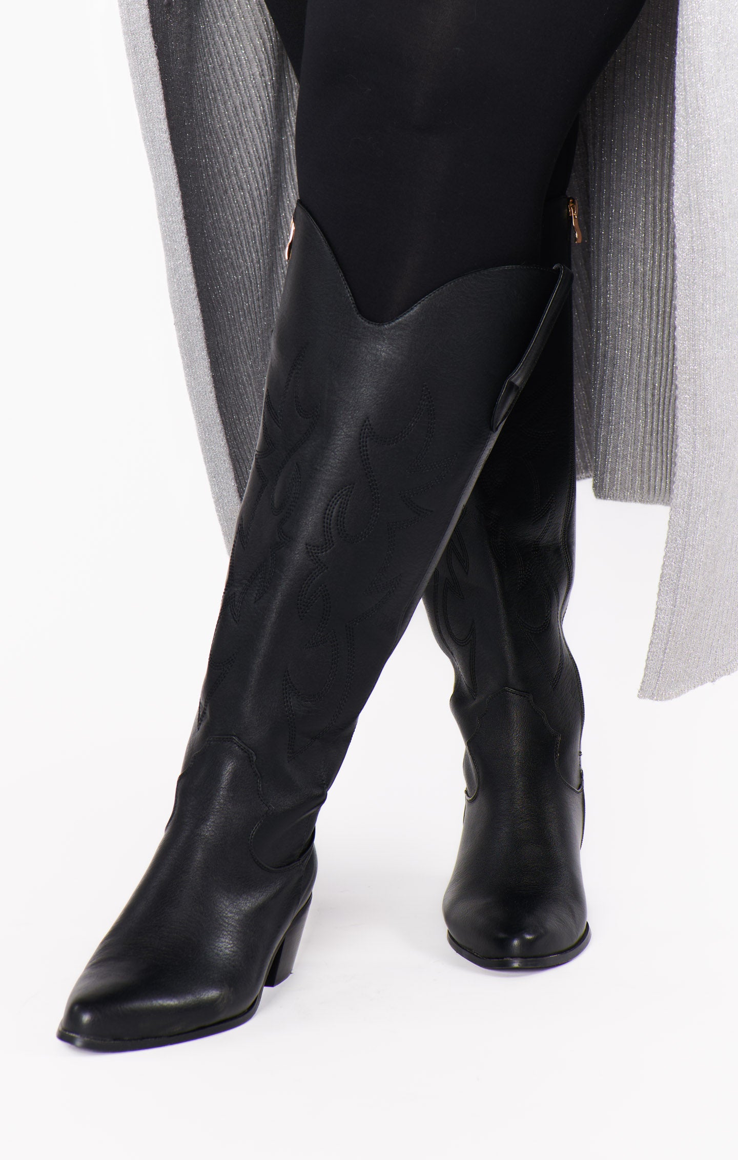 Extra Wide Calf Cowboy Boots for Women | Billini Urson Black