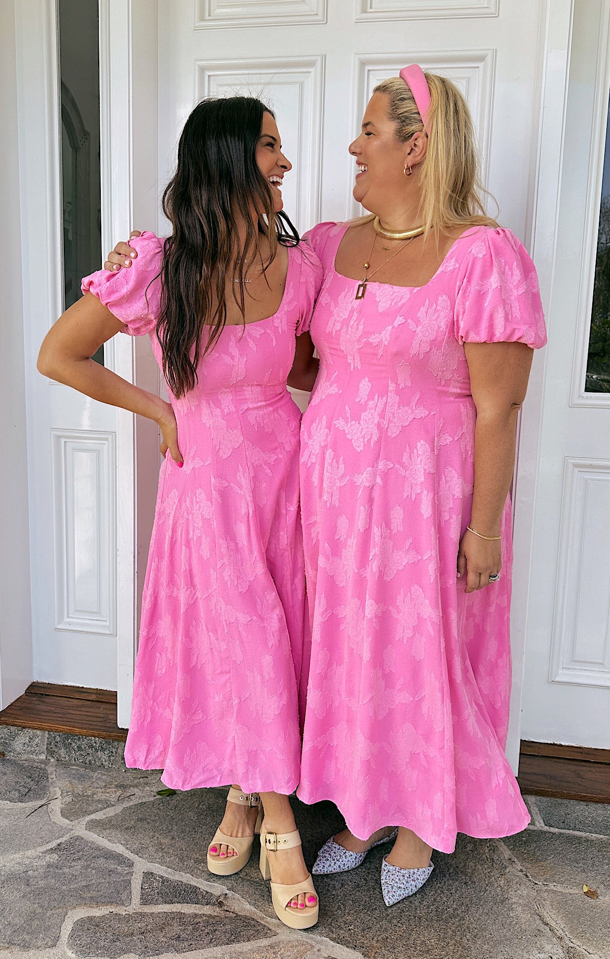 Floral Midi Dress with Puff Sleeves & Smocked Back | Mia