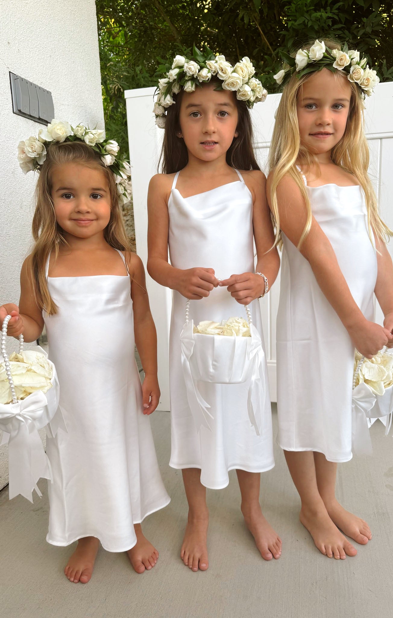 Girl's Cowl Neck Satin Dress with Adjustable Straps | Little Verona