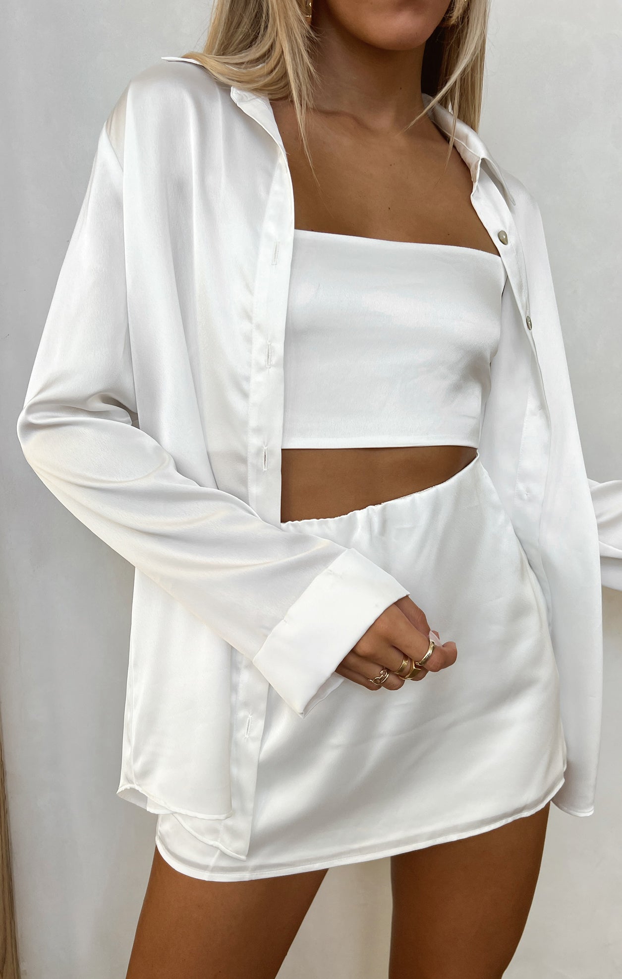 Luxe Satin Skort with Shorts | All Night Ivory Party Wear