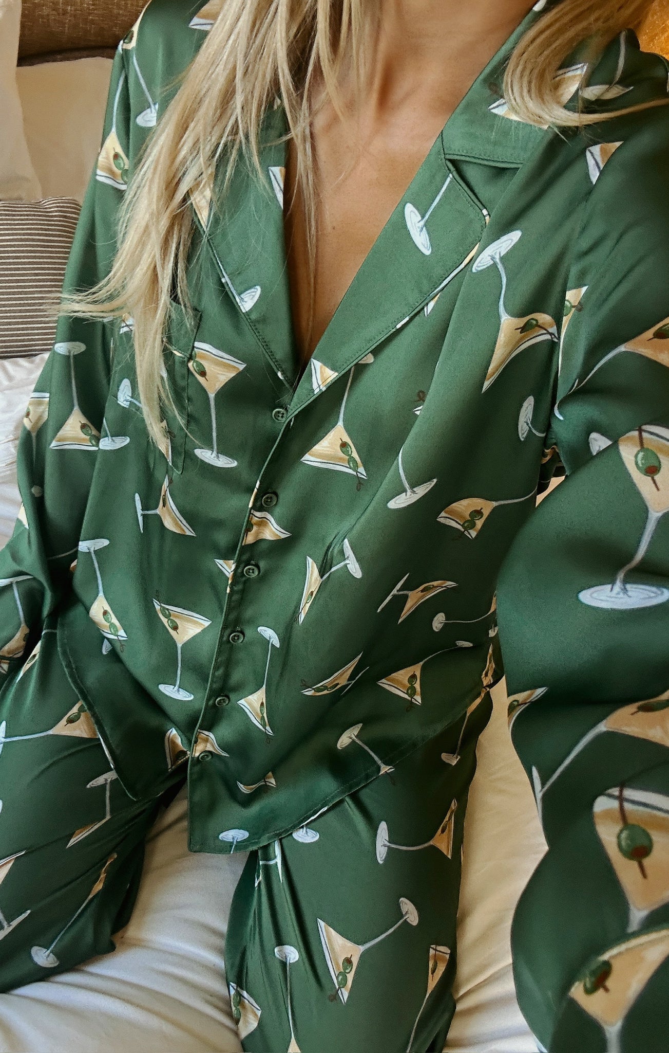 Silky Martini Print Pajama Set for Women | Tini Time Classic PJs