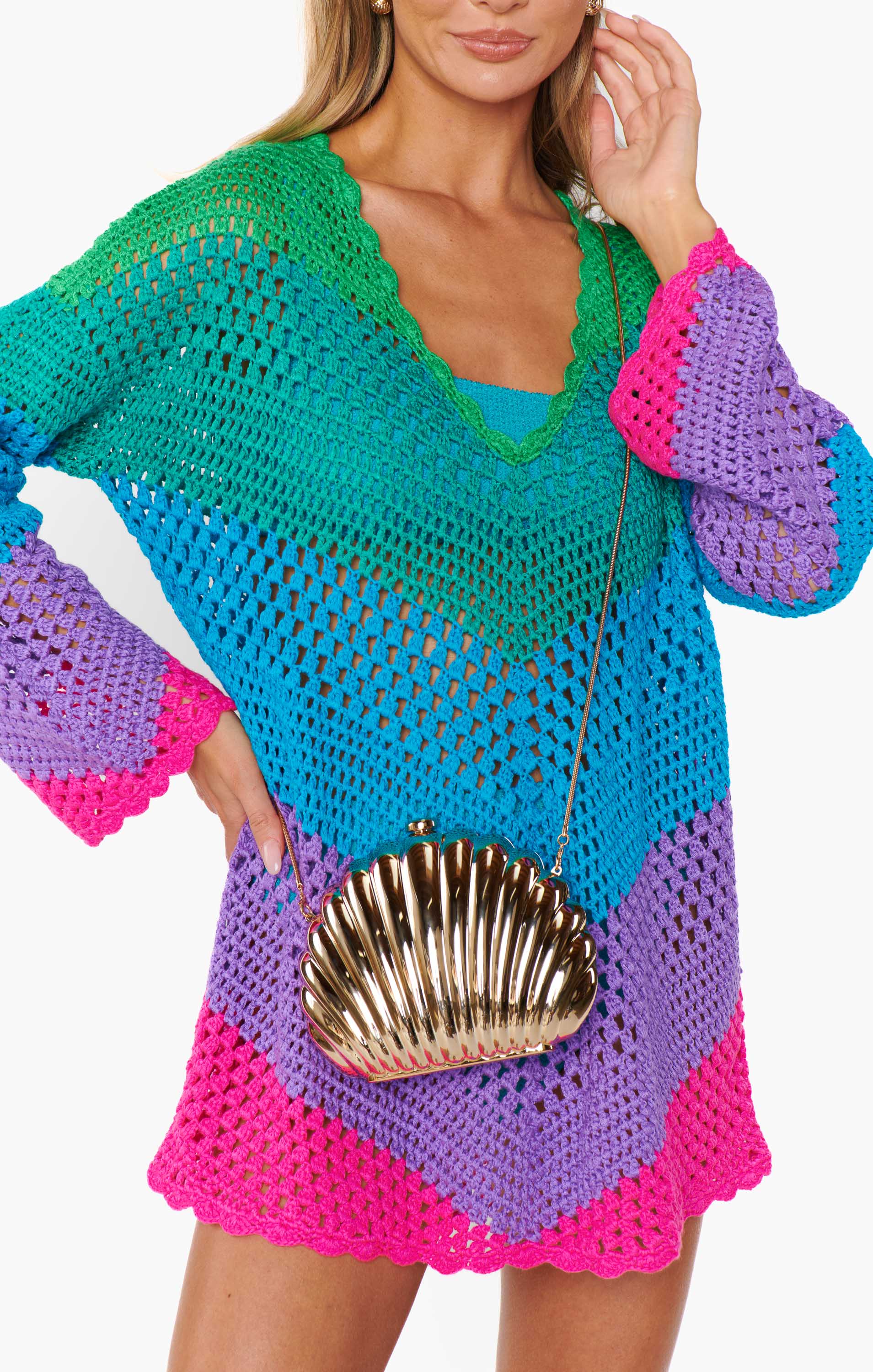 Gold Scallop Shell Bag for Women | Coastal Chic Clutch