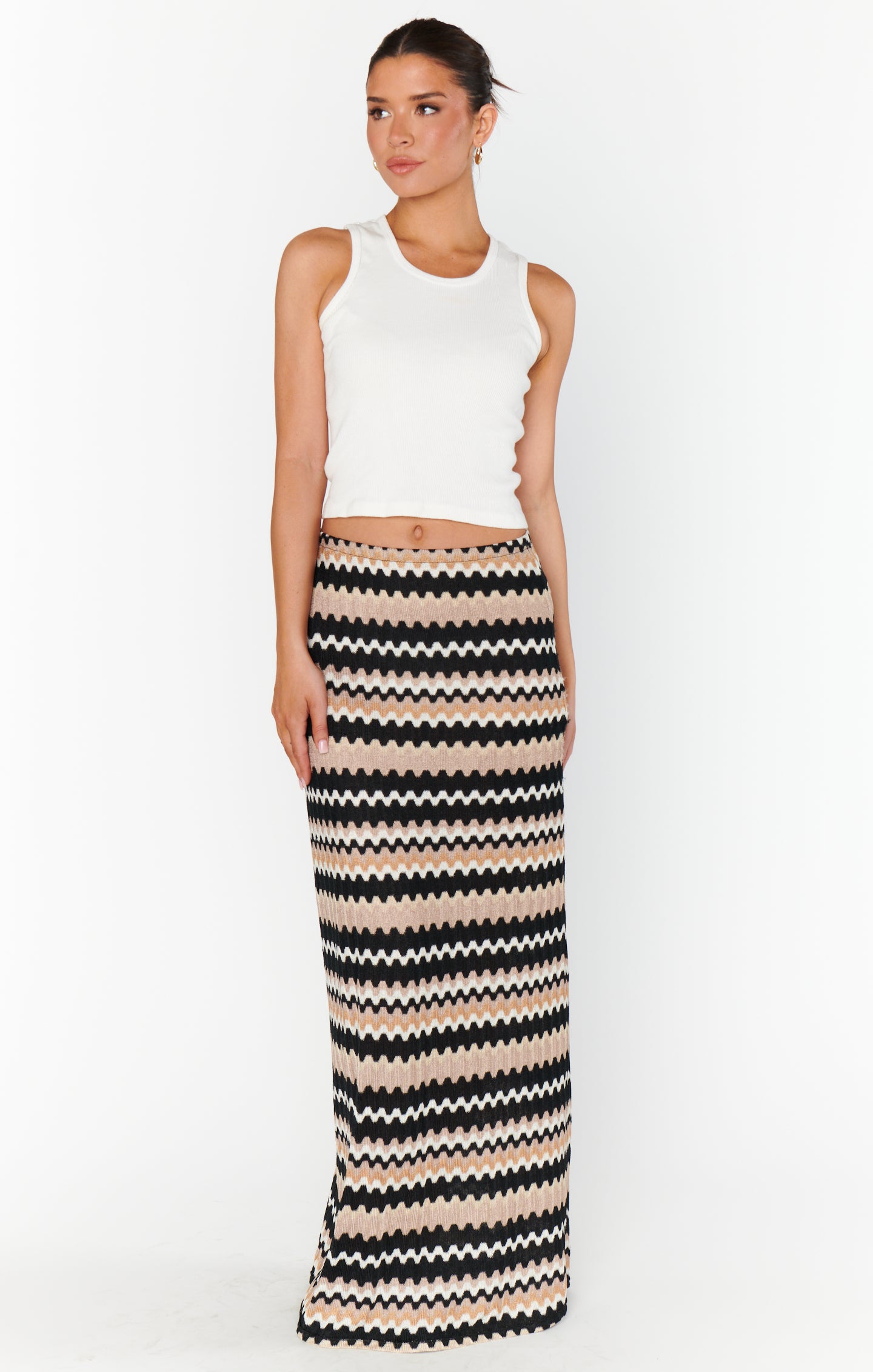 Neutral Knit Maxi Skirt for Beach Coverup | Saturday Skirt
