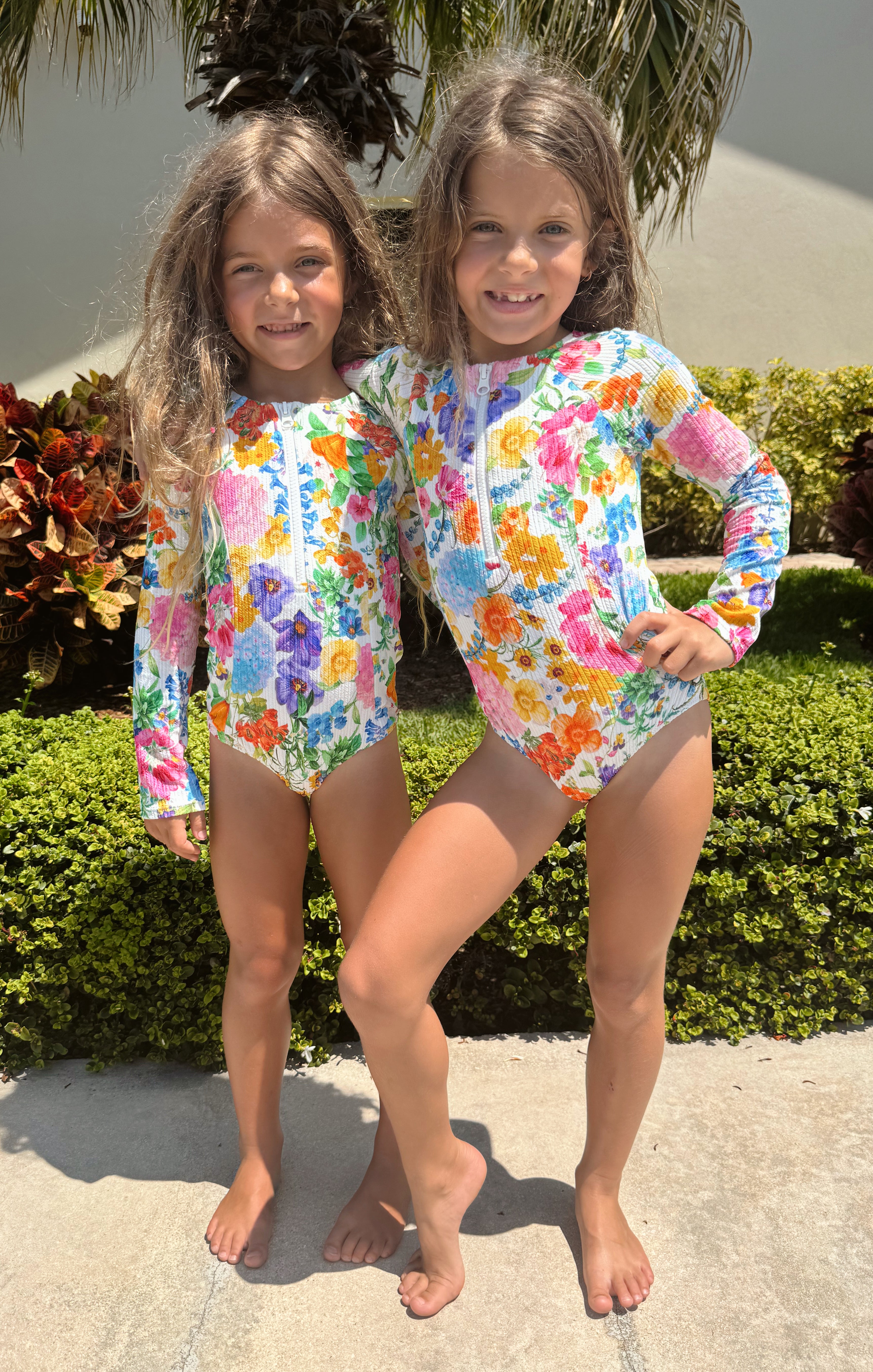 Floral Ivory Baby One Piece with Rib Scrunch | Little Surfside