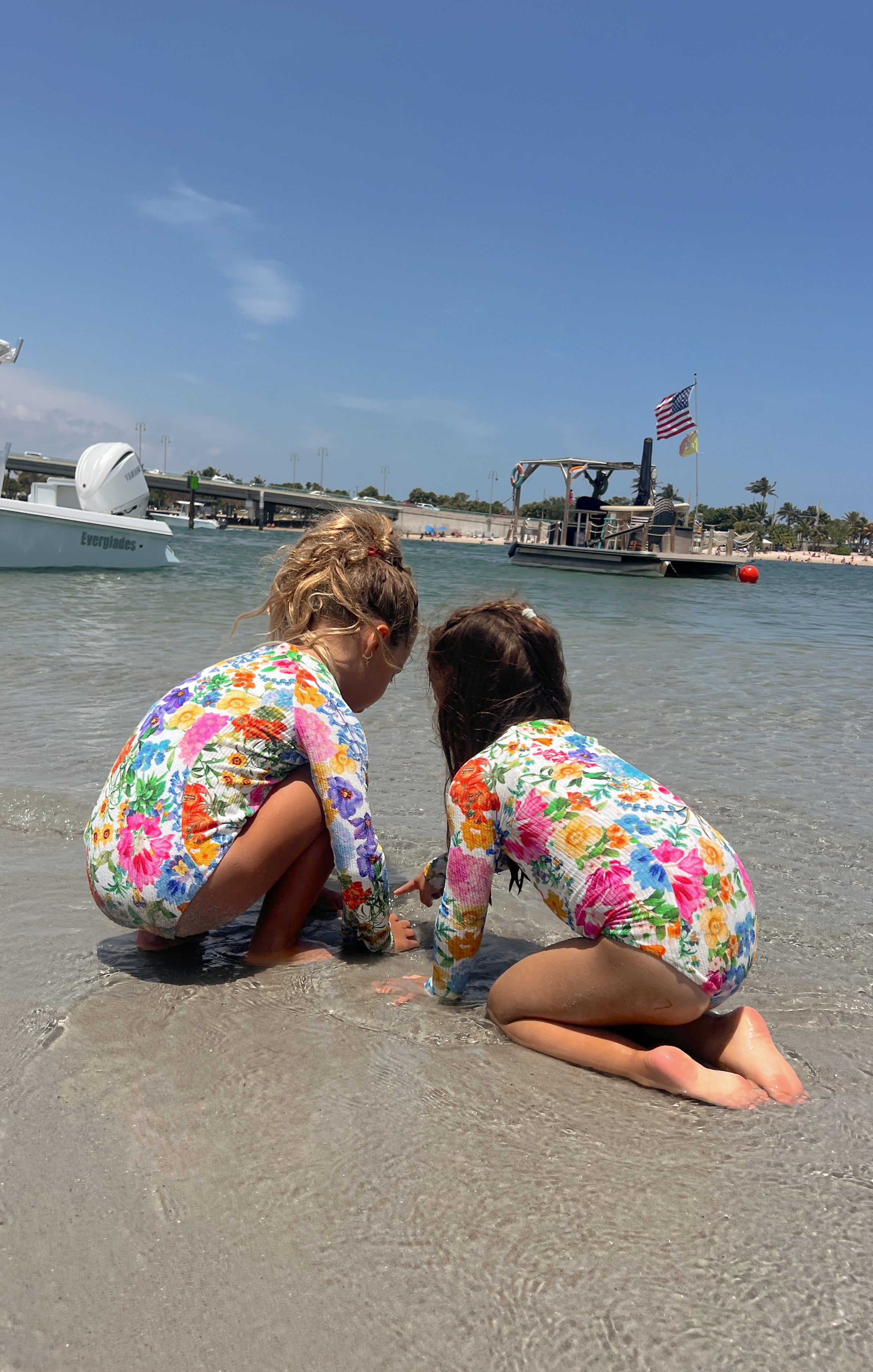 Floral Ivory Baby One Piece with Rib Scrunch | Little Surfside