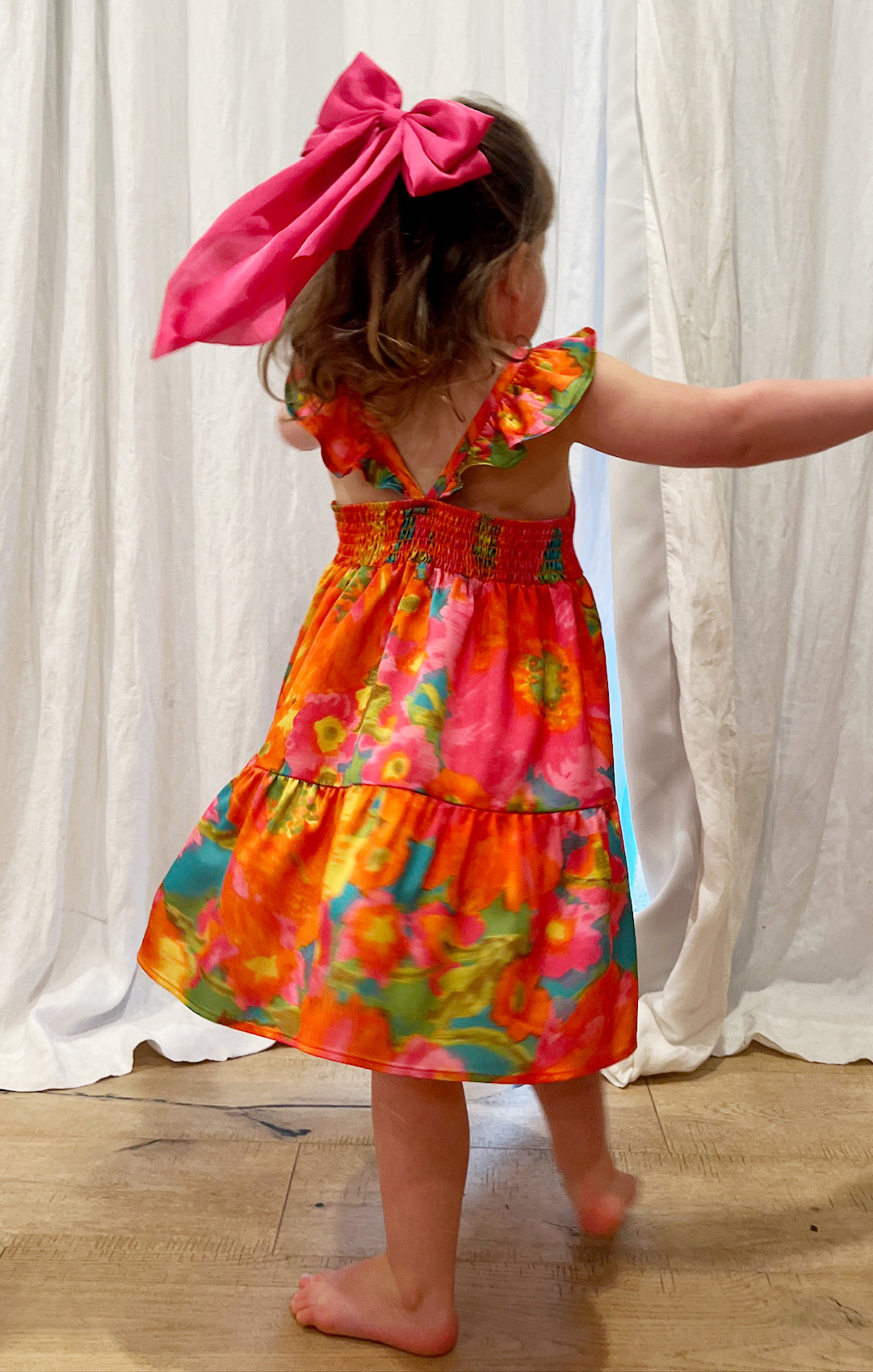 Floral Ruffle Dress for Girls with Smocked Back | Miss Malibu