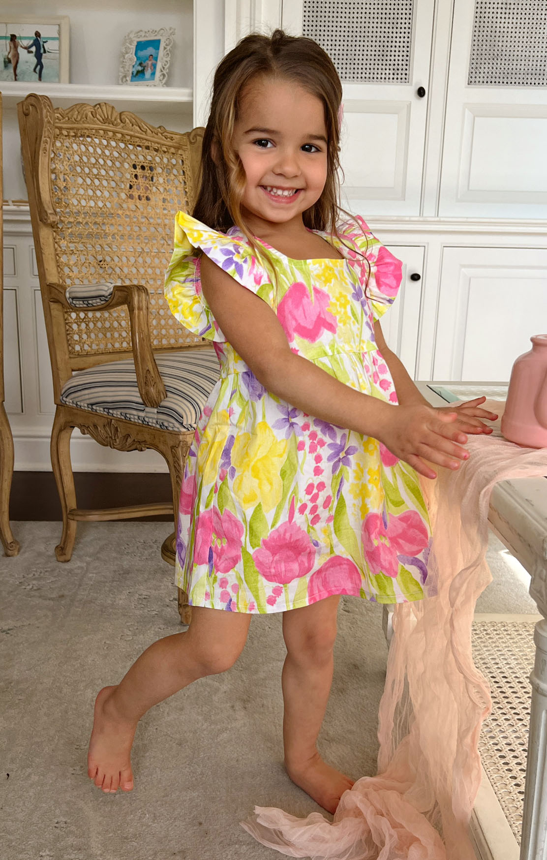 Blooming Tulips Print Poppy Dress for Spring | Floral Dress