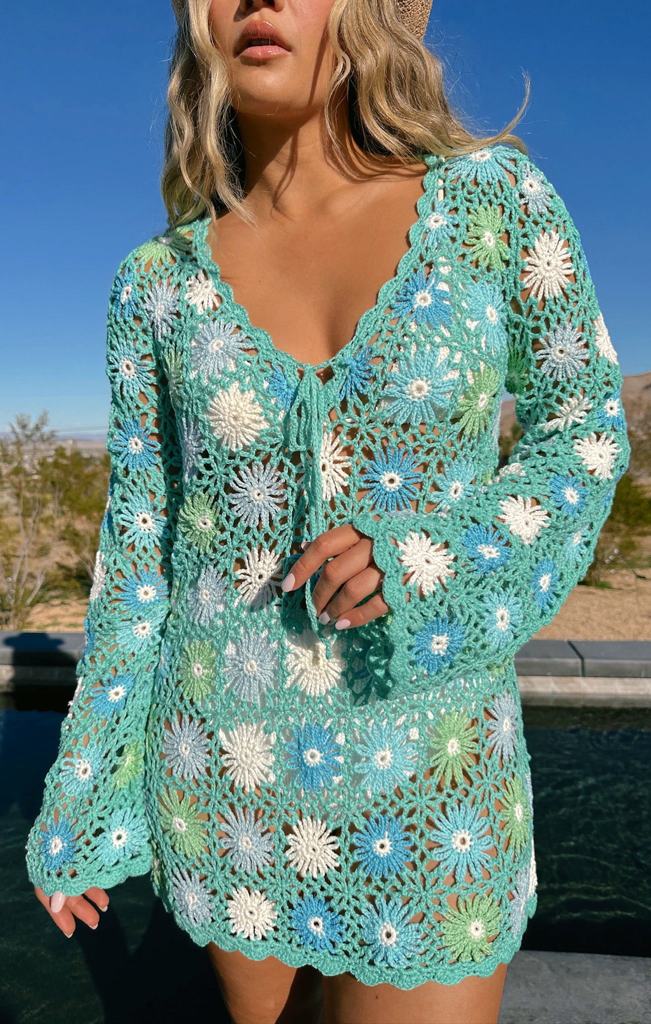 Blue Floral Crochet Coverup for Beach | Vacay Mini
