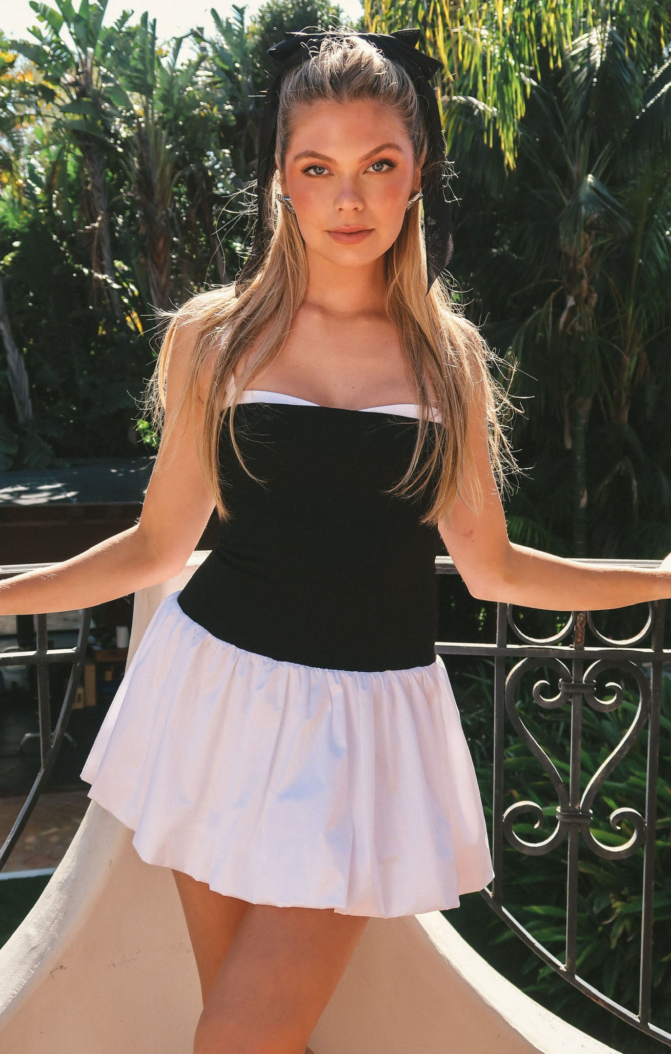 Mini Skort Dress with Built-in Shorts | Black & White Tiffany