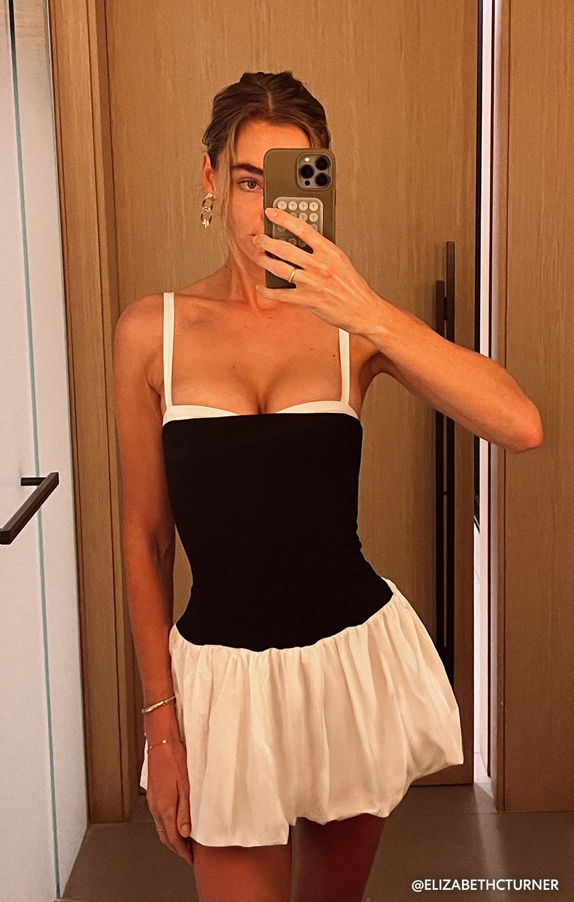 Mini Skort Dress with Built-in Shorts | Black & White Tiffany