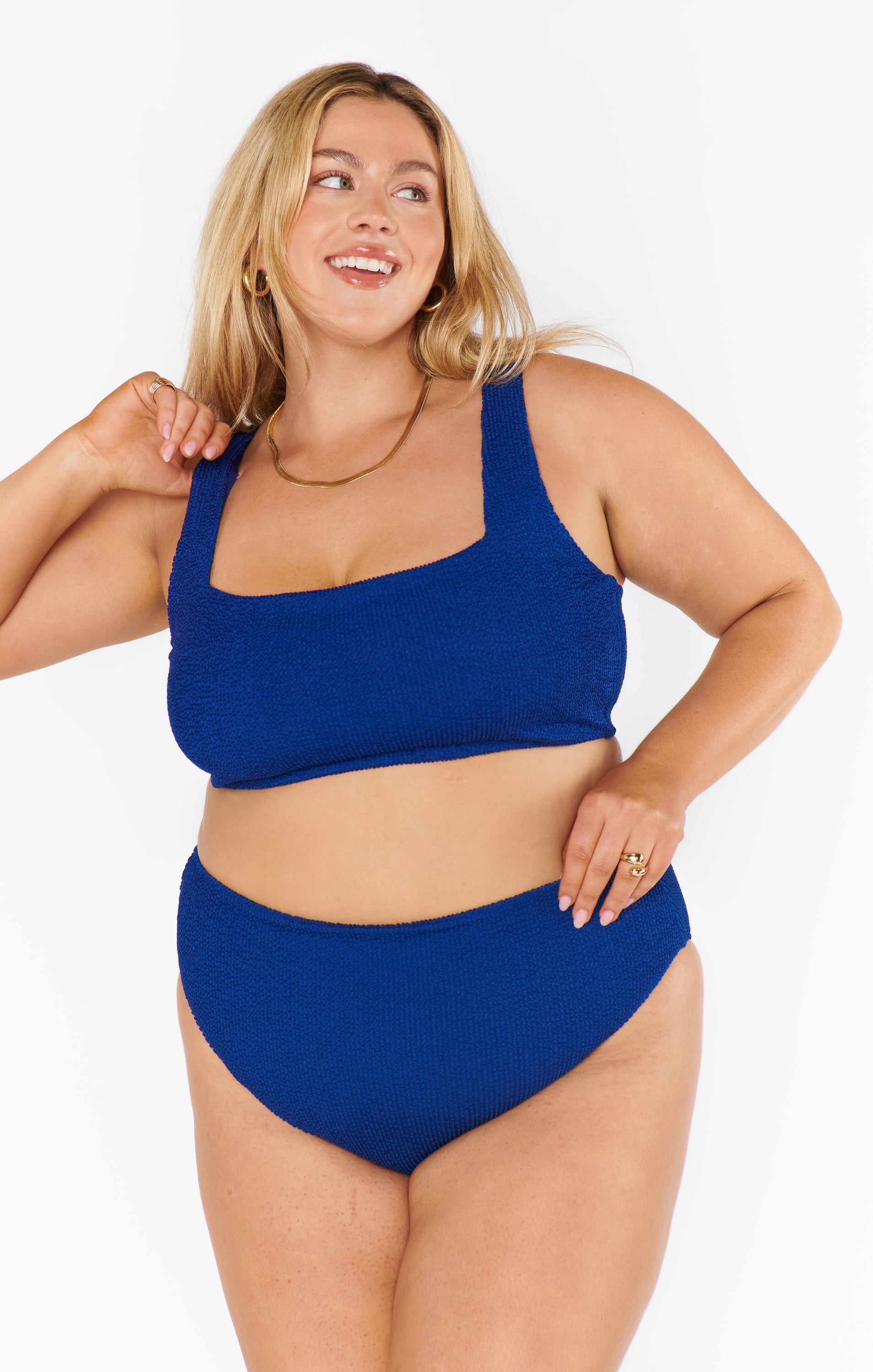 Women's Navy Scrunch Bikini Top for Pool & Beach | Adjustable Straps