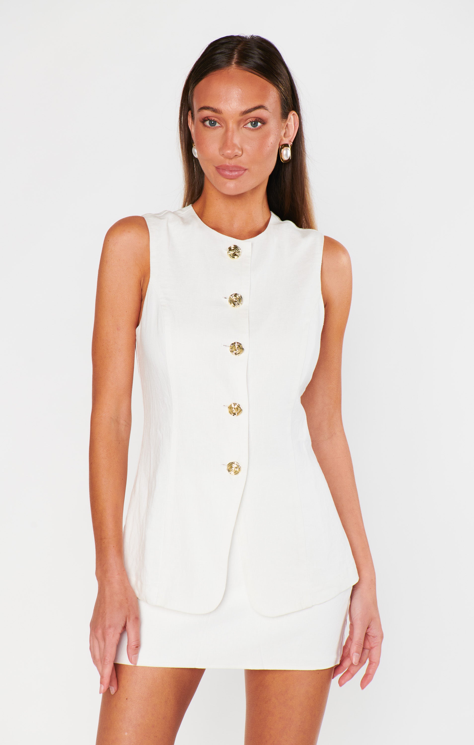 White Linen Skort with Shorts for Night Out | All Night