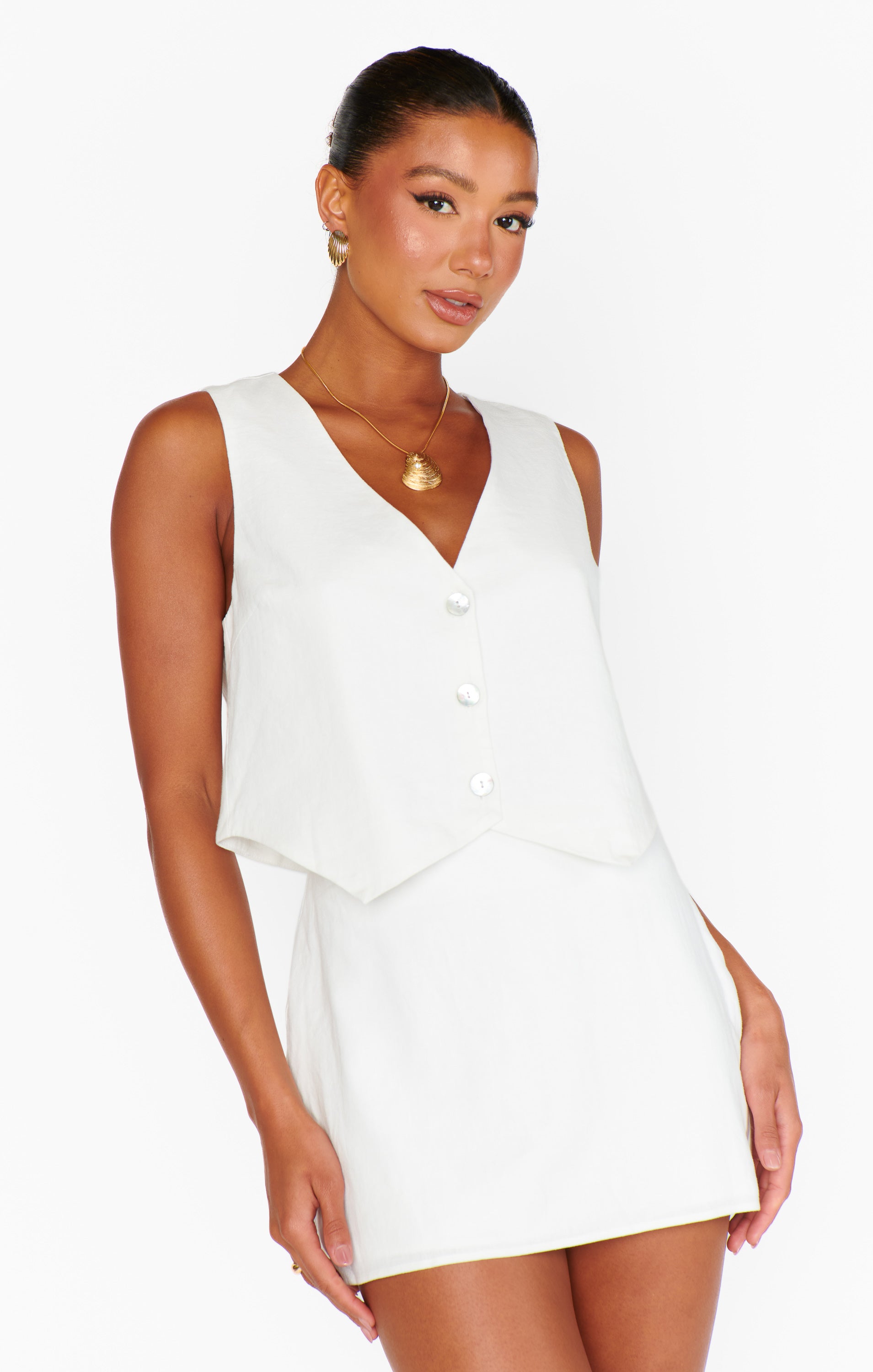White Linen Skort with Shorts for Night Out | All Night