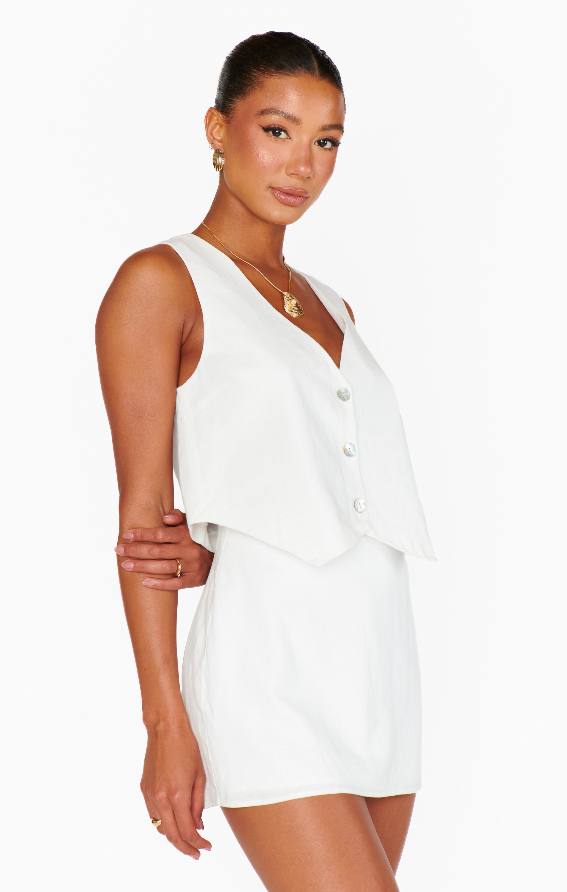 White Linen Skort with Shorts for Night Out | All Night