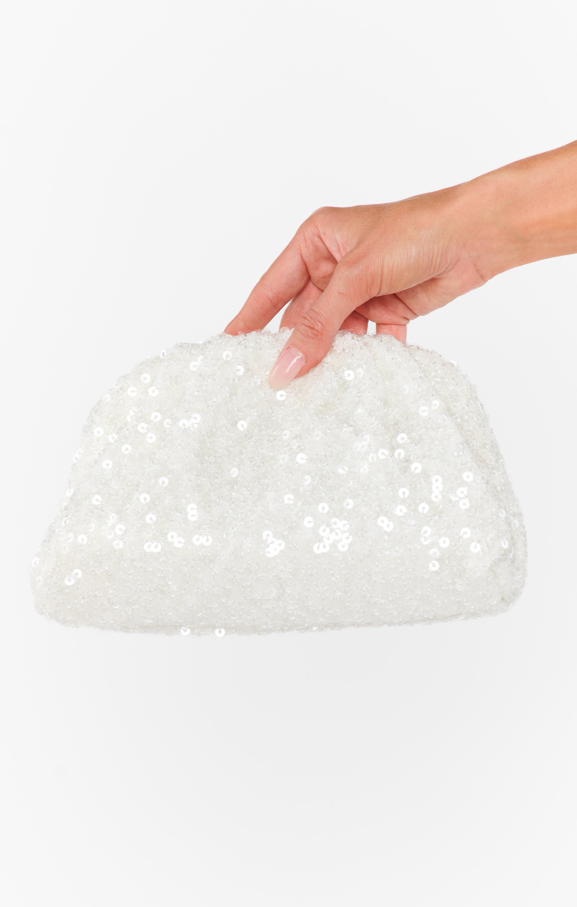 Sequin Clutch Bag for Women | White Statement Purse | Destiny