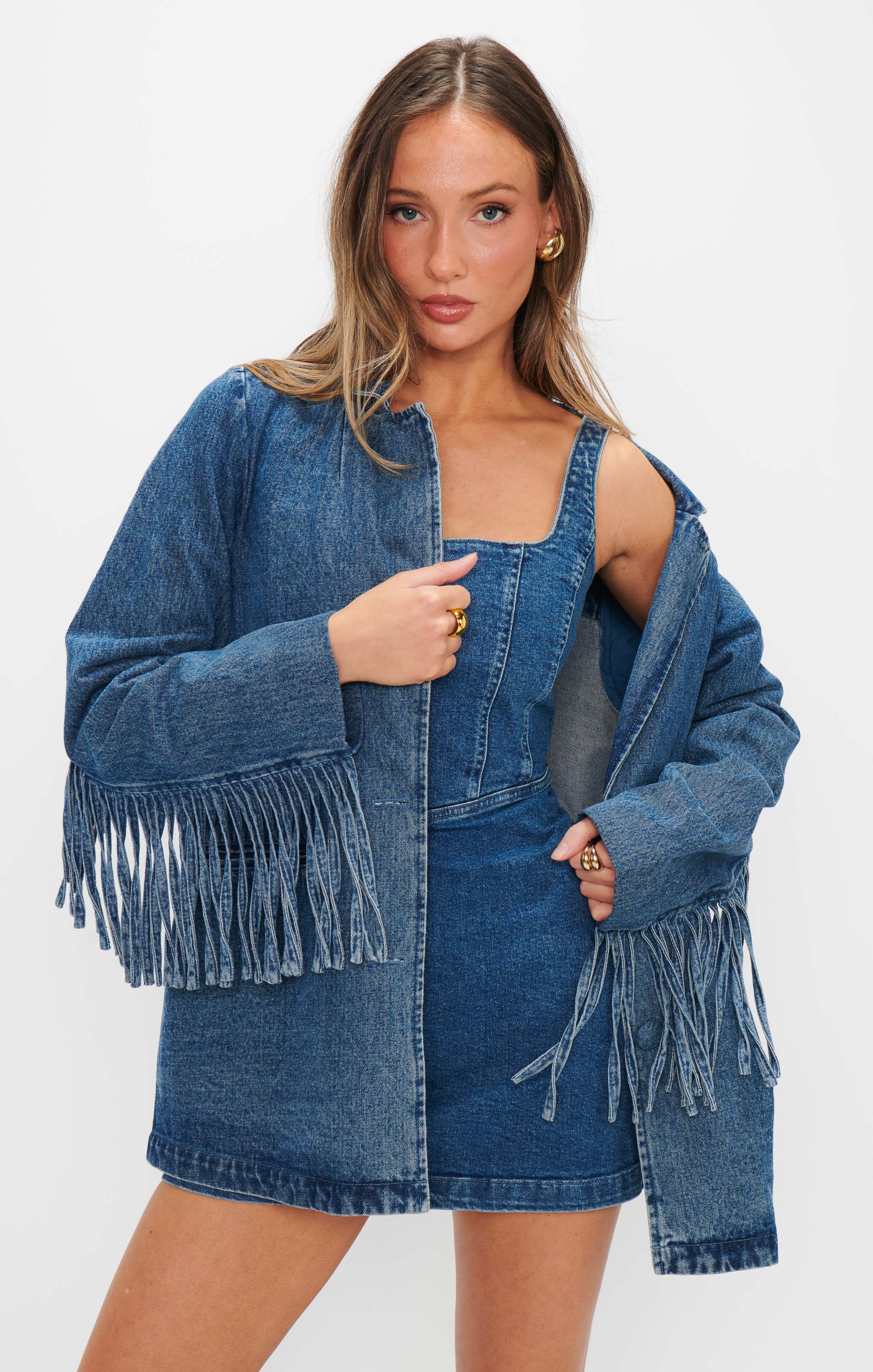 Fringe Jacket for Women | Blue Indigo Cowgirl Style | Sierra