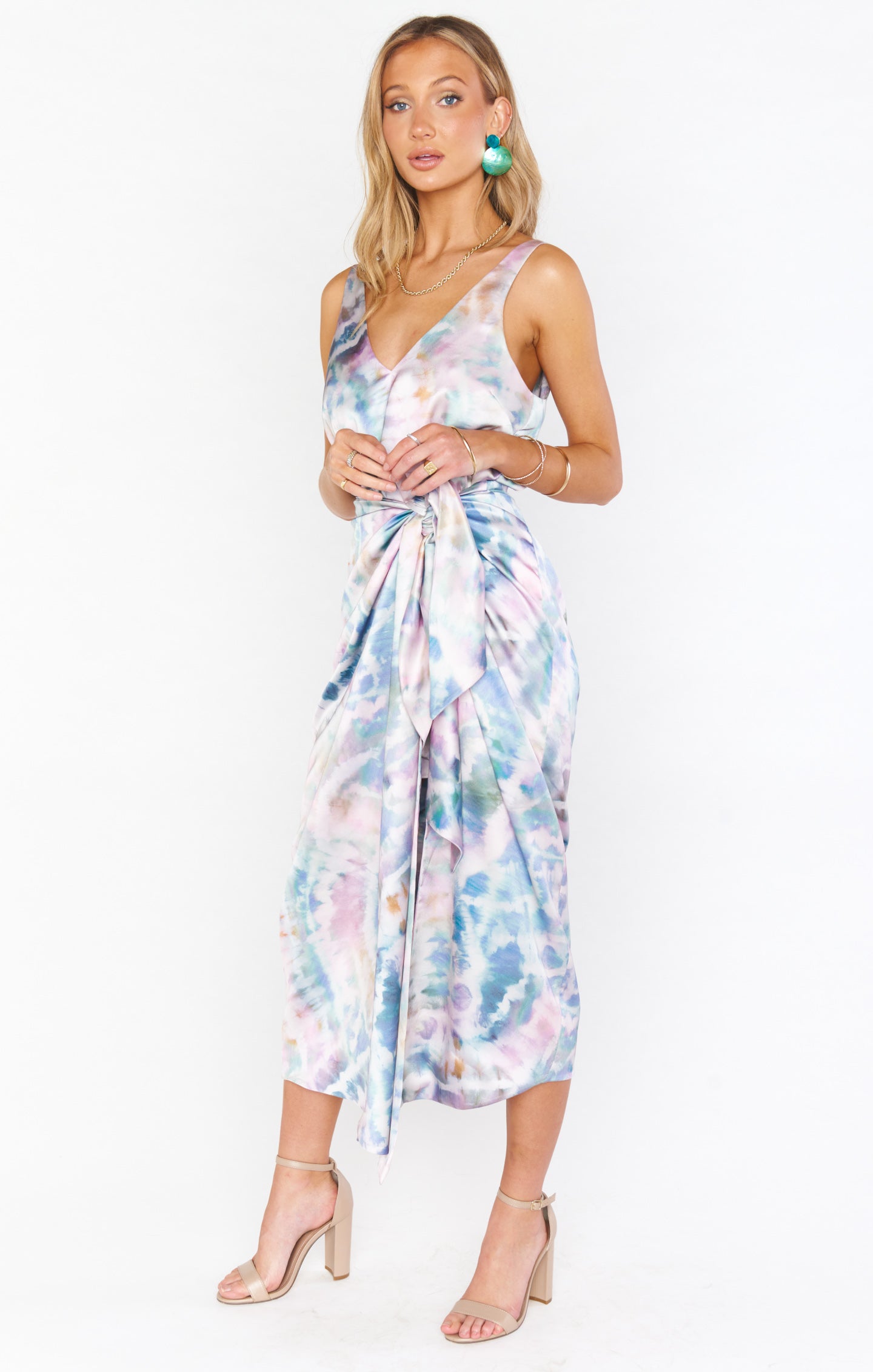 Pastel Tie Dye Wrap Dress with Adjustable Waist | Hampton