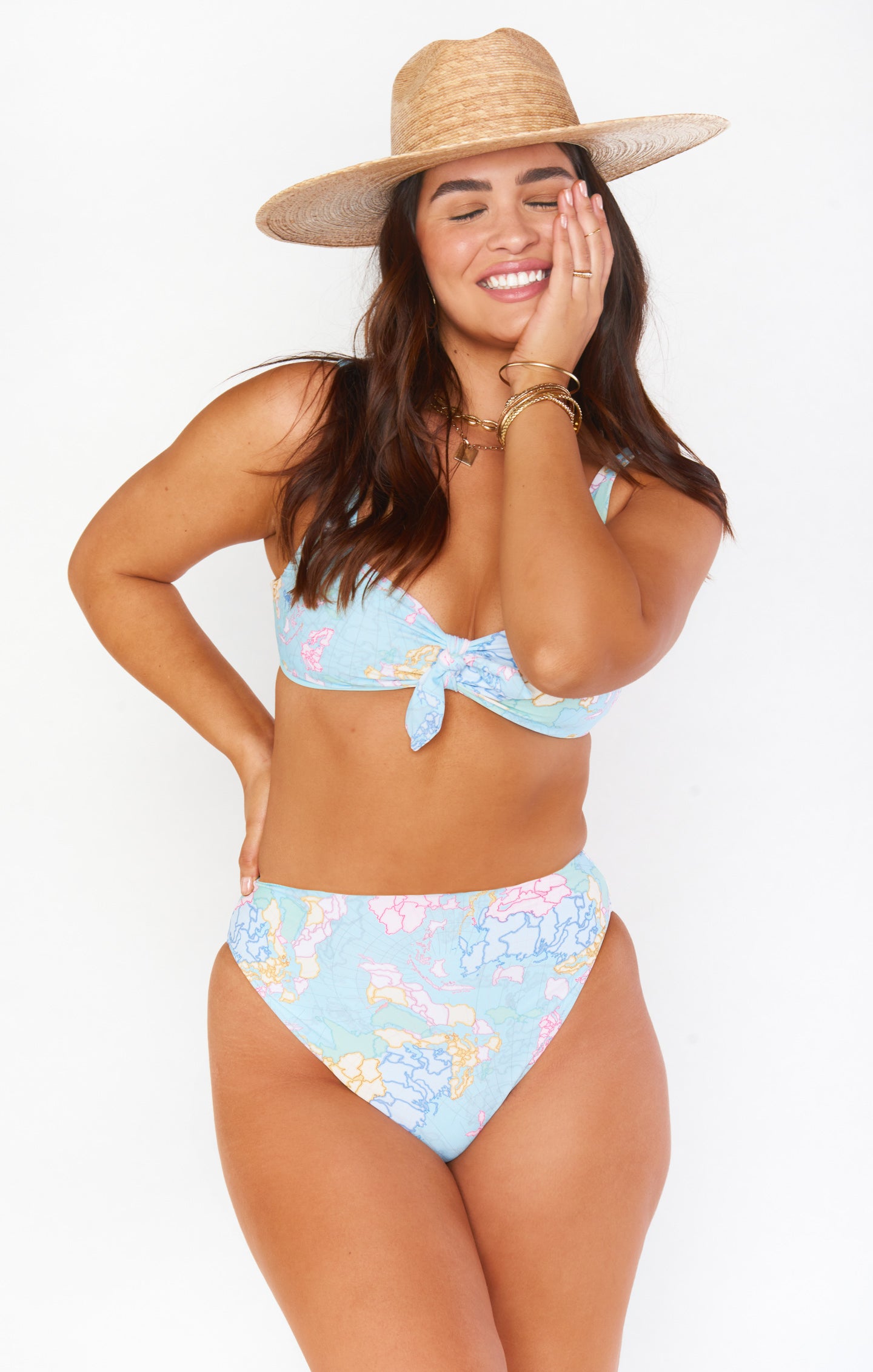 High Waist Map Print Bikini Bottoms | Palma Bottom