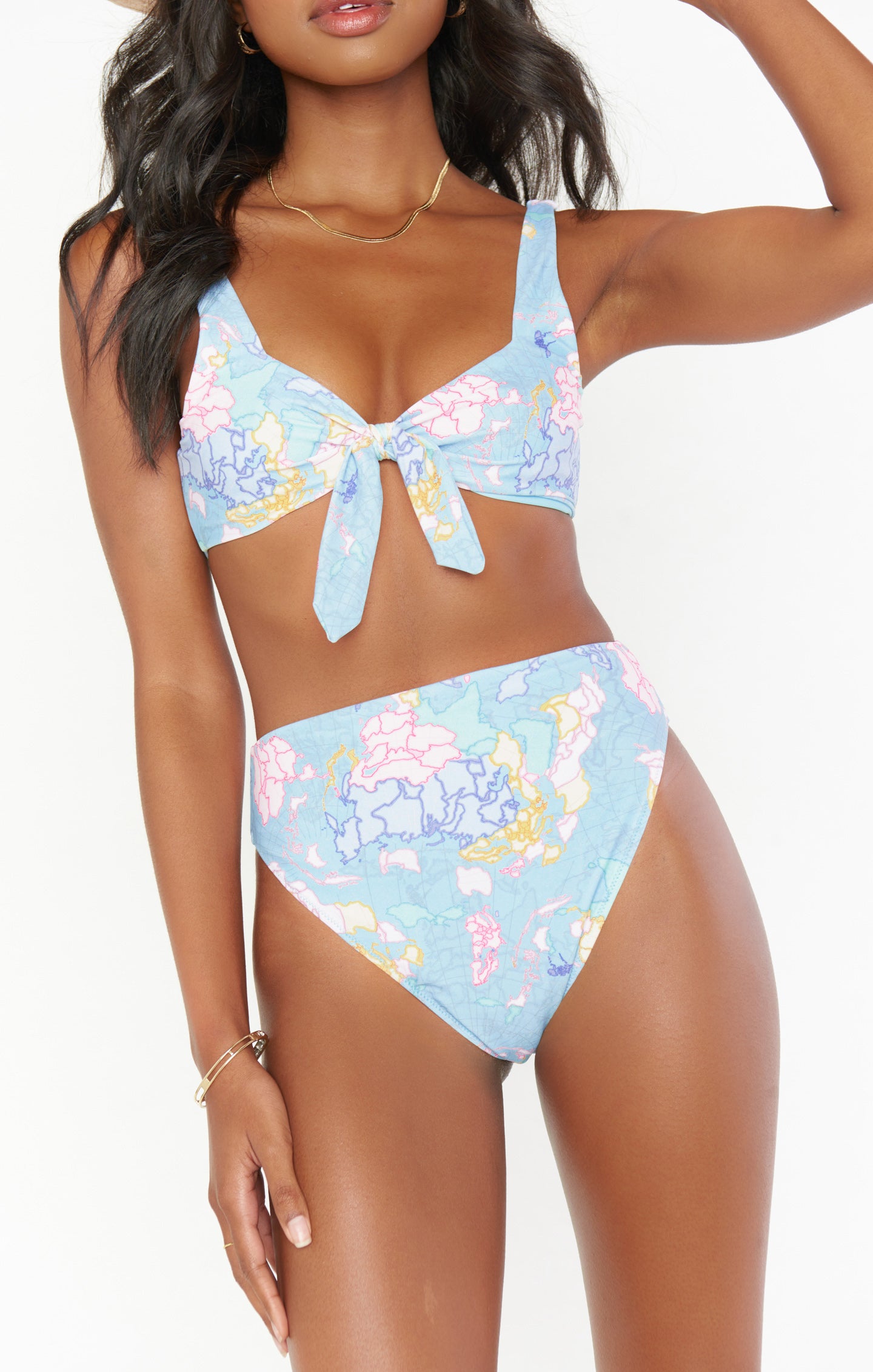 High Waist Map Print Bikini Bottoms | Palma Bottom