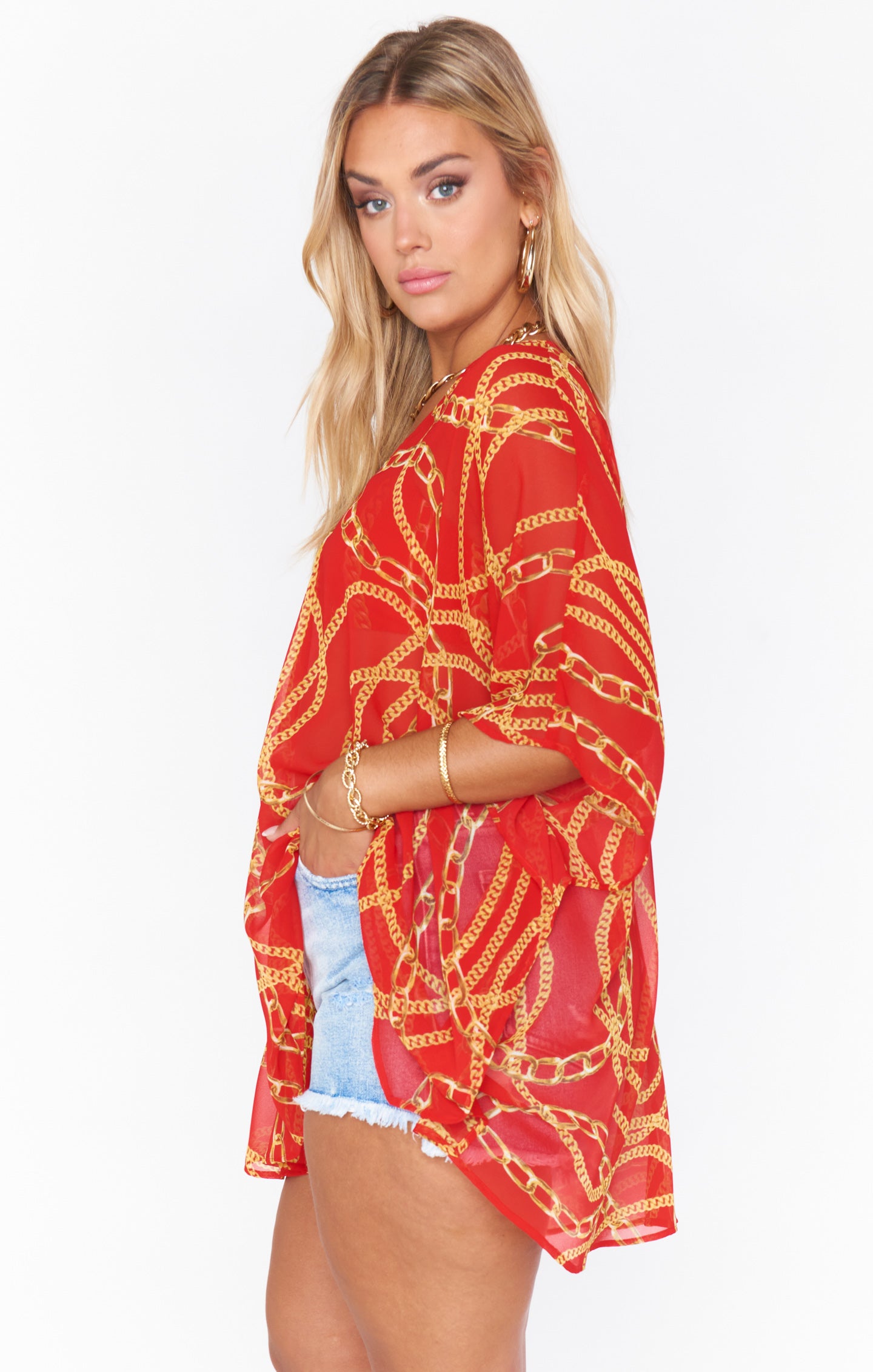 Red Chain Print Tunic for Women | Mu Classic Peta