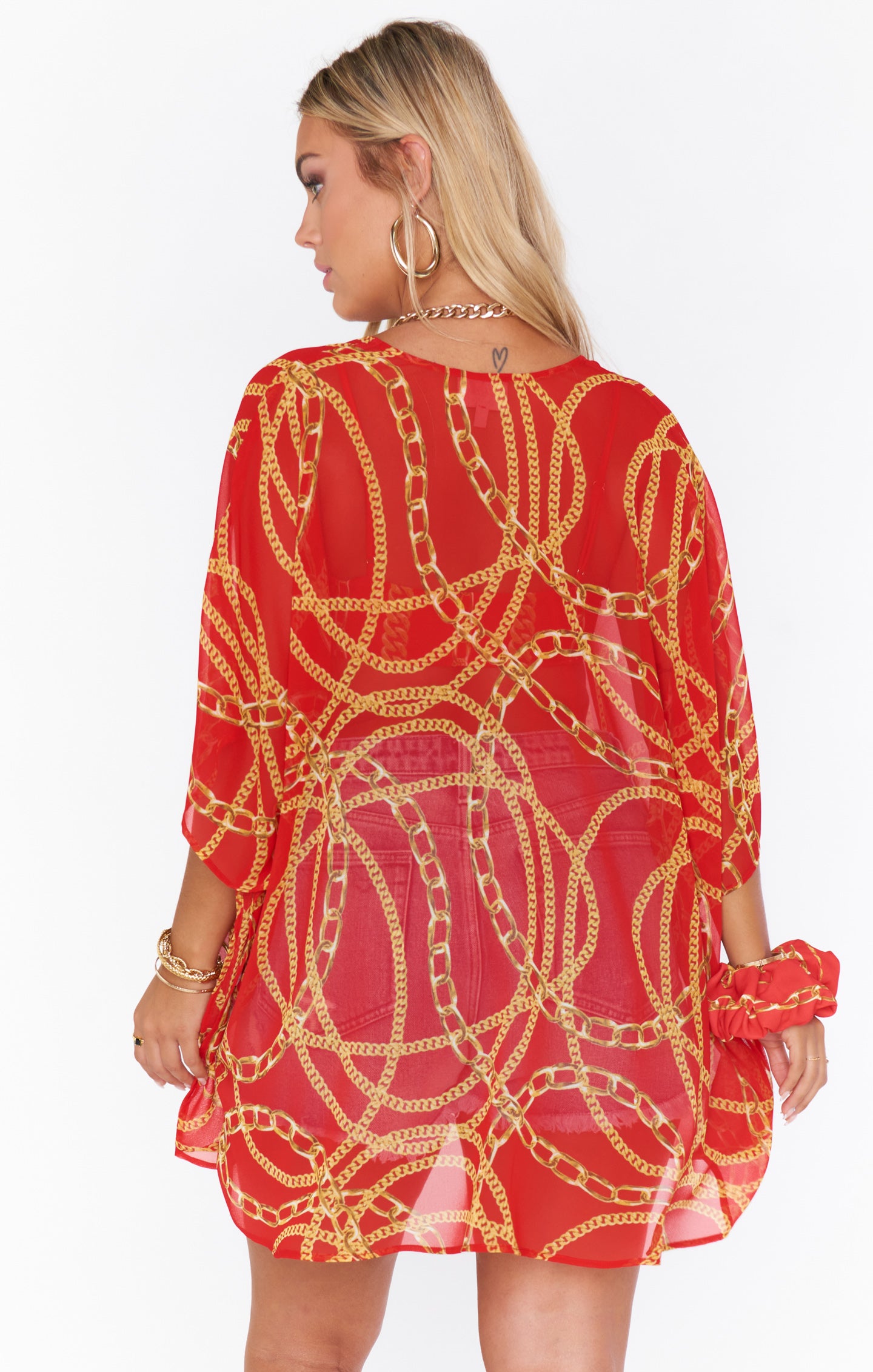 Red Chain Print Tunic for Women | Mu Classic Peta