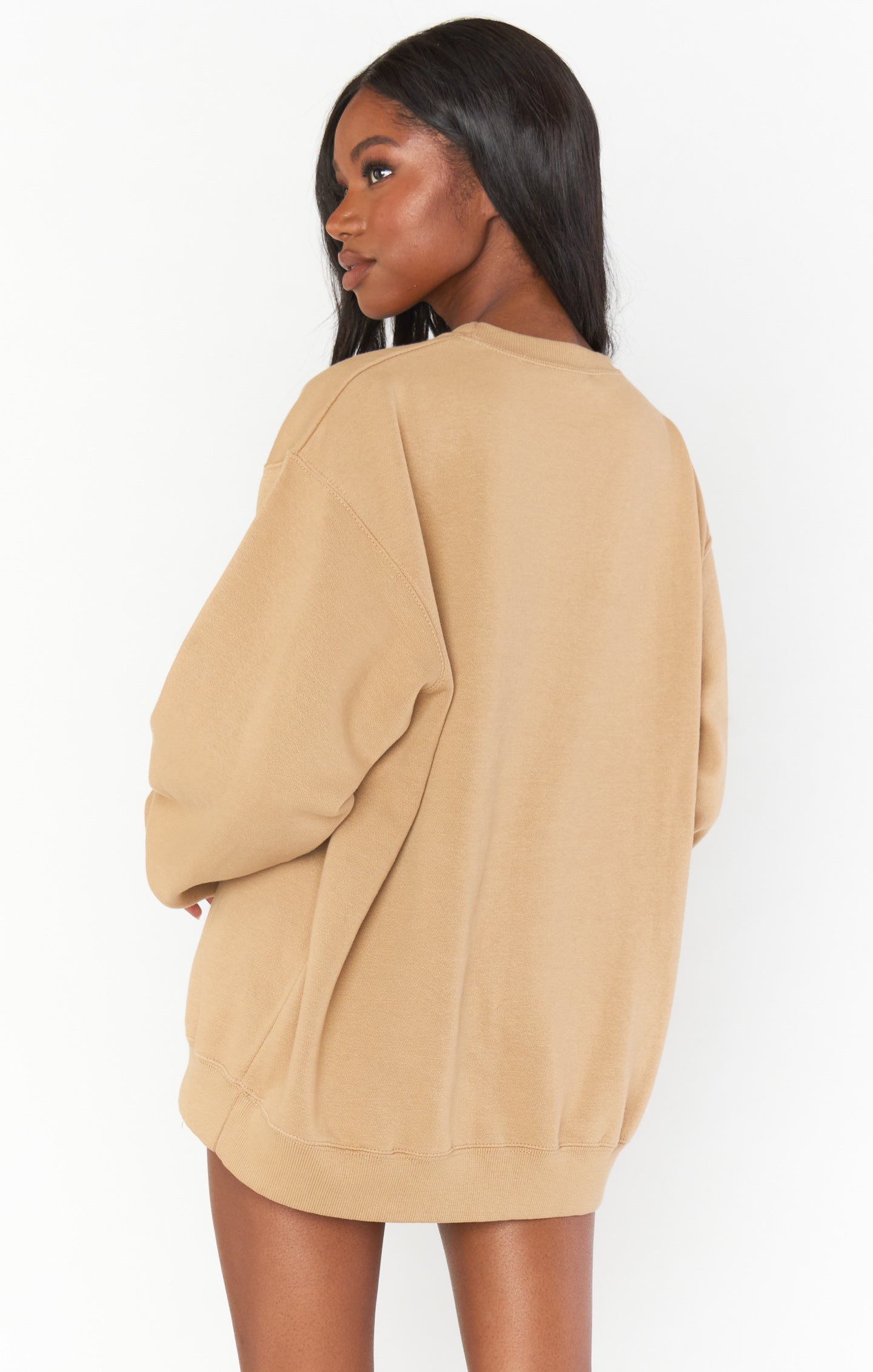 Comfy Tan Crewneck Sweatshirt for Moms | Stanley Smile Mama Graphic