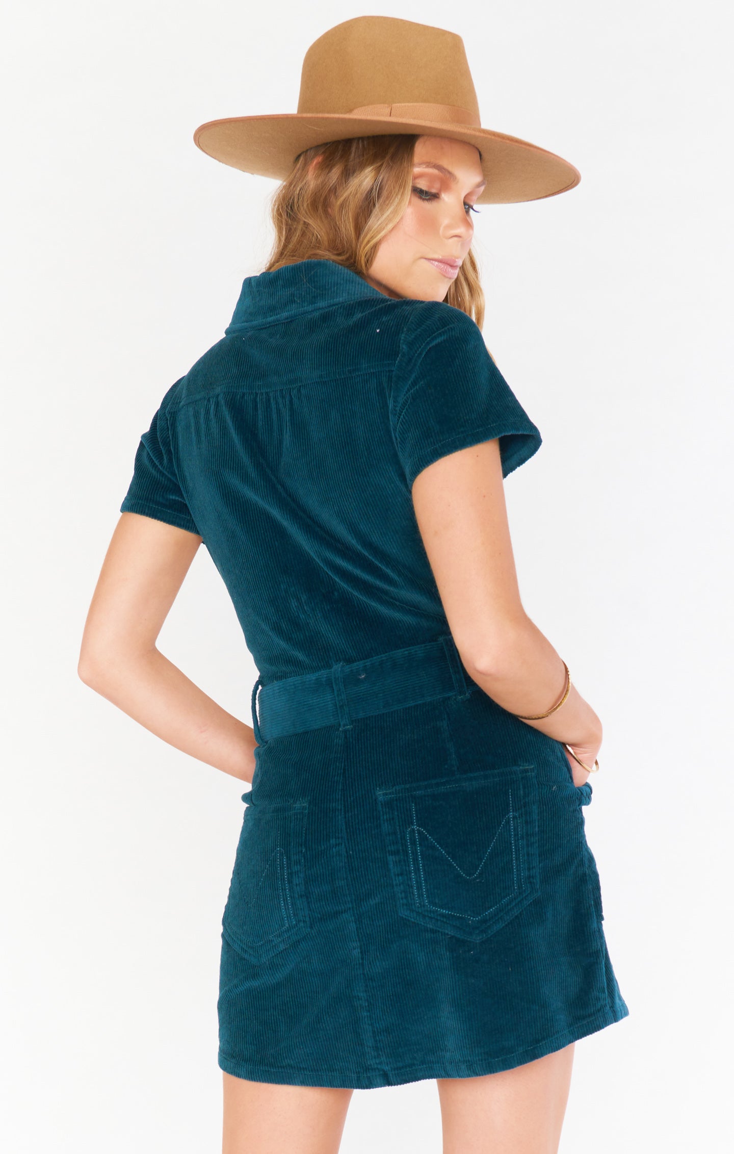 Jade Corduroy Mini Dress with Front Zip & Cargo Pockets | Outlaw