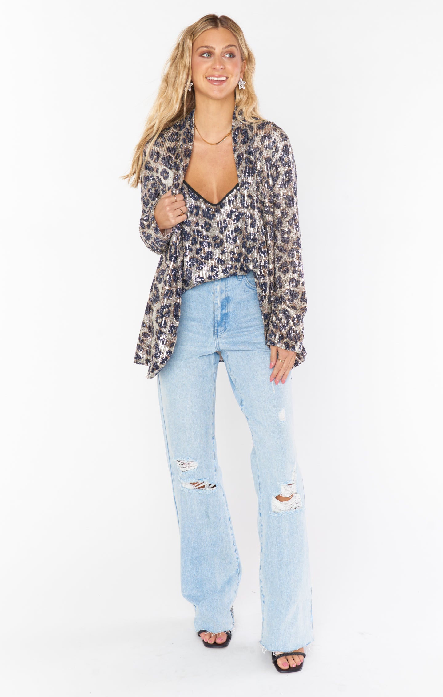 Cheetah Sequin Tank Top | Adjustable Straps & Strapless Bra Friendly