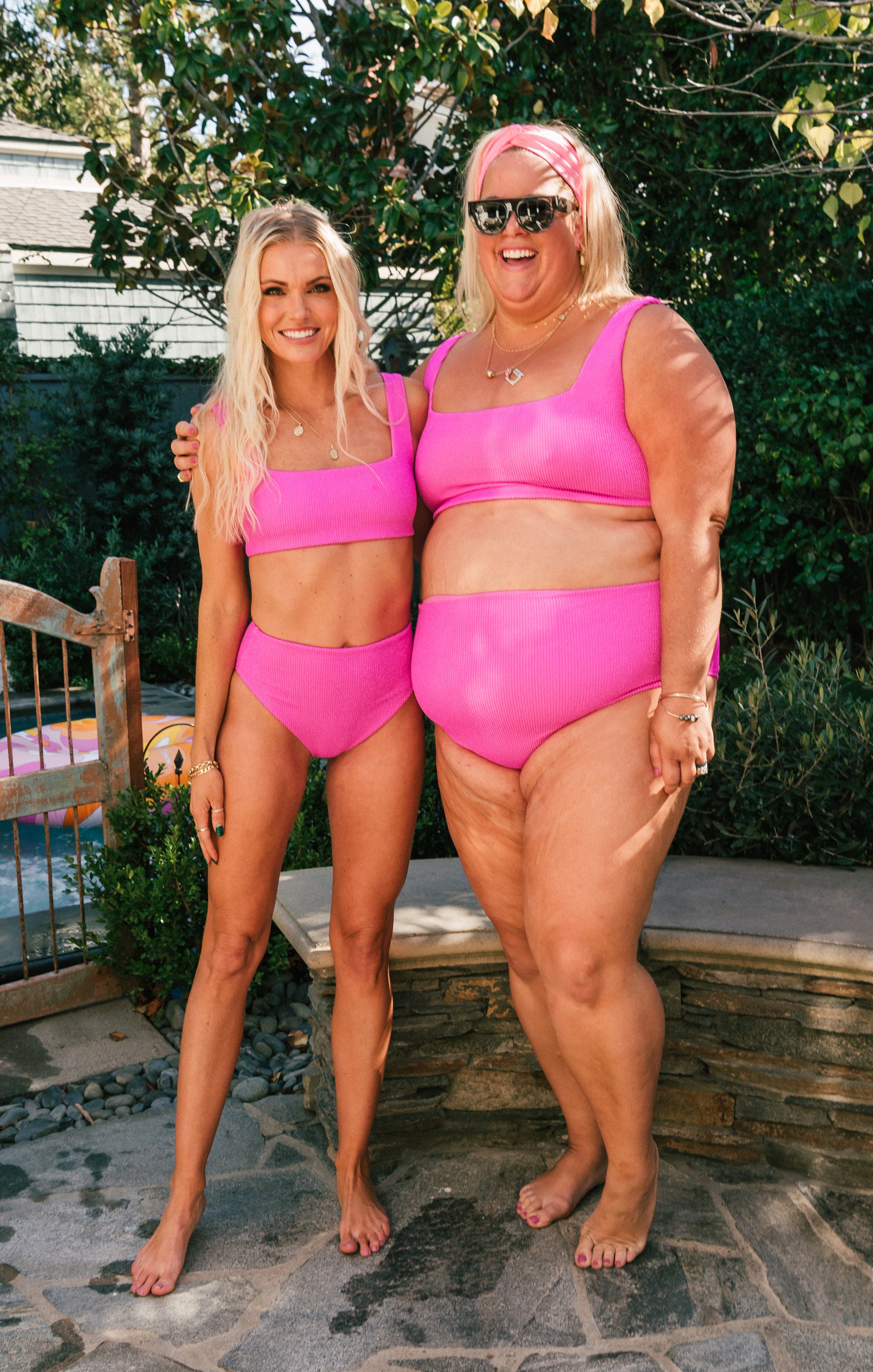 Hot Pink Scrunch Bikini Top for Women | Adjustable & Supportive