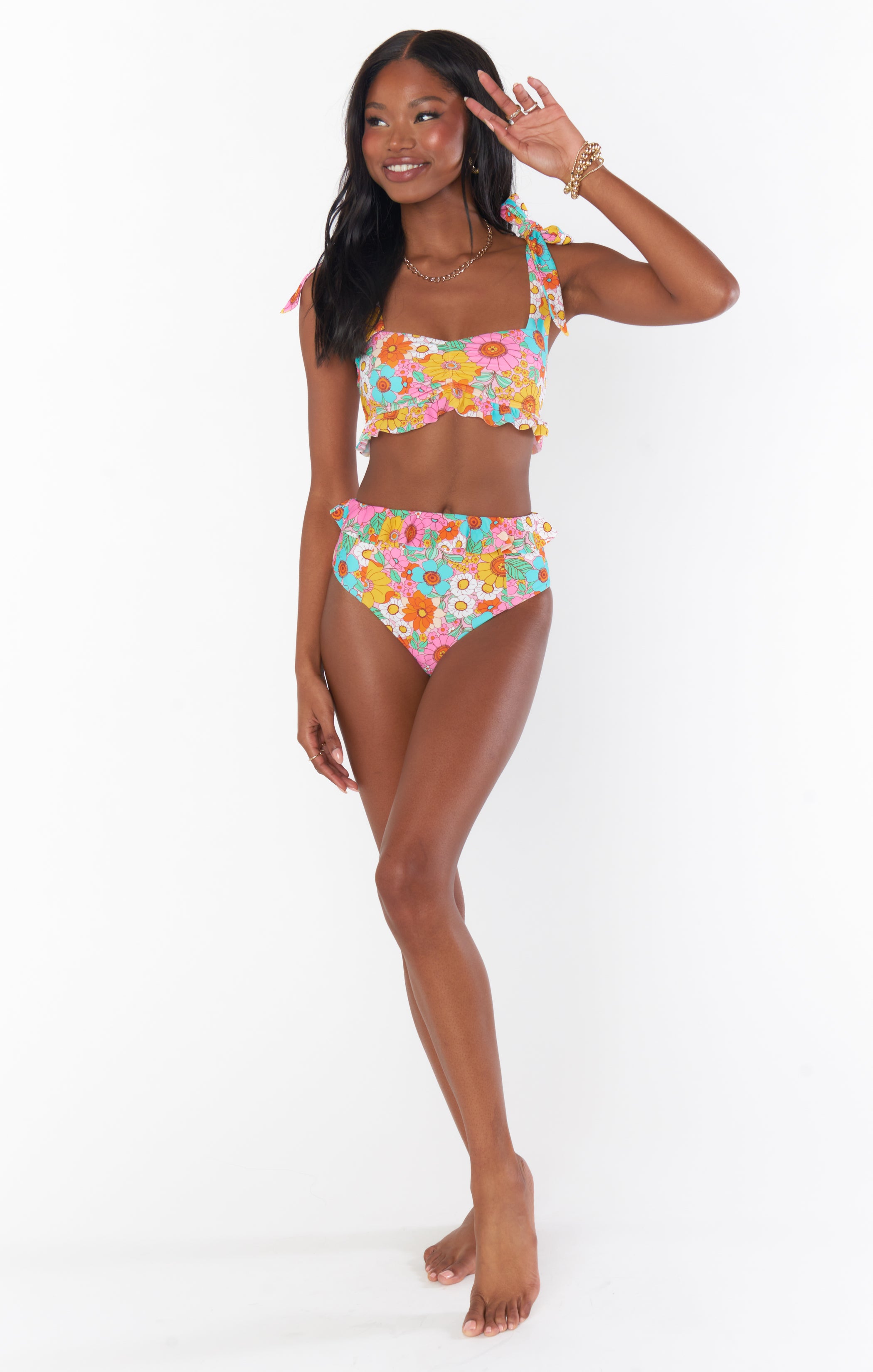 Floral Ruffle Swim Top with Smocked Back | Regatta Flower Market