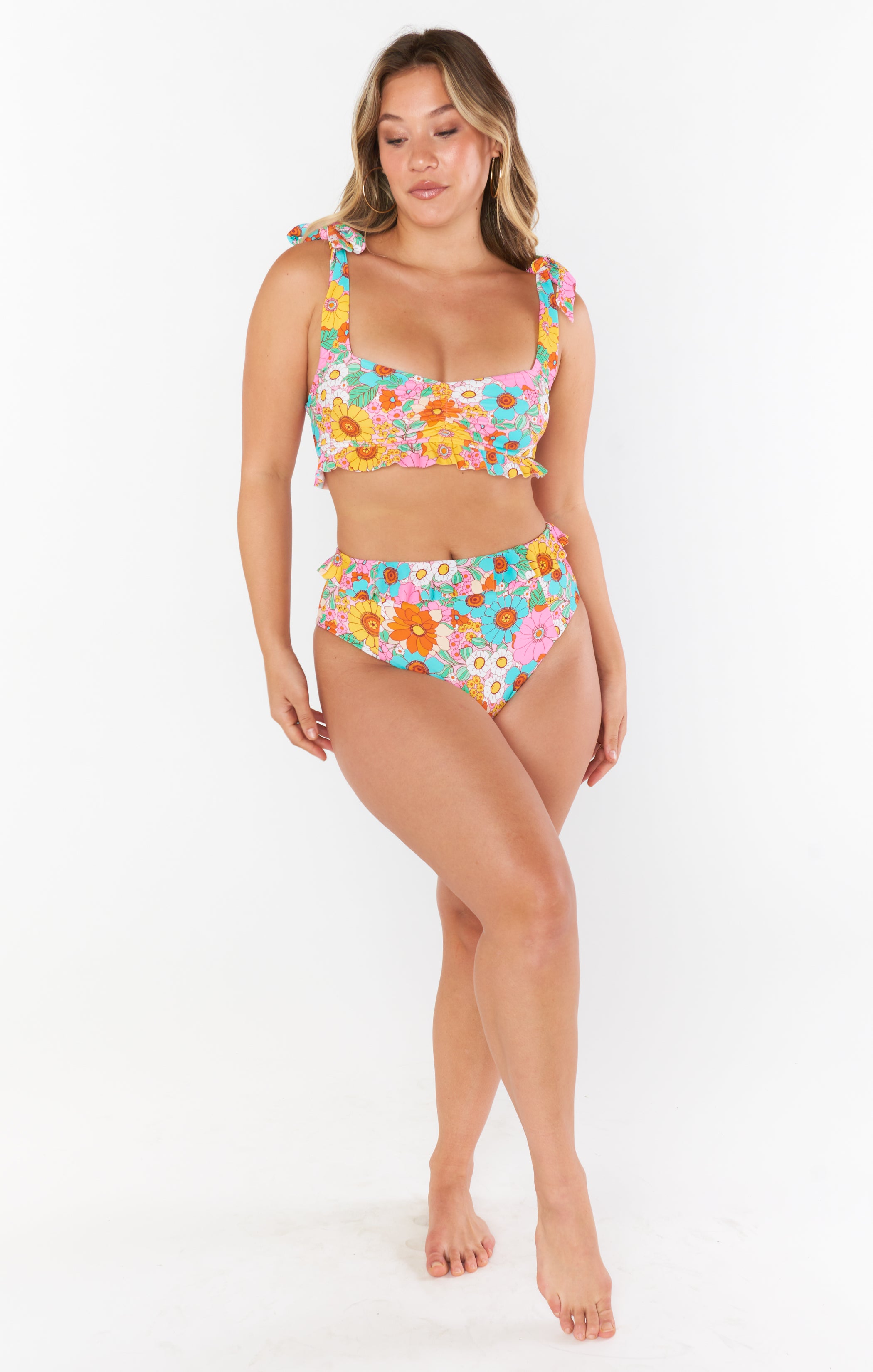 Floral Ruffle Swim Top with Smocked Back | Regatta Flower Market