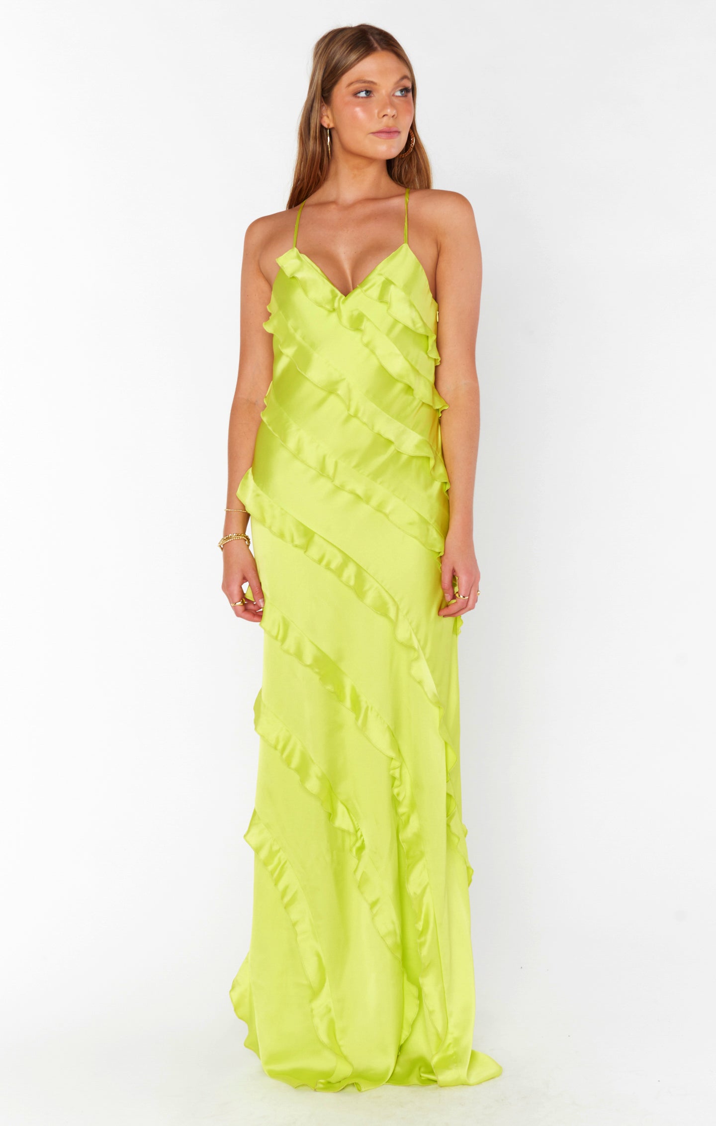 Floor Length Ruffle Satin Dress for Bridesmaids & Weddings | Citrine Luxe