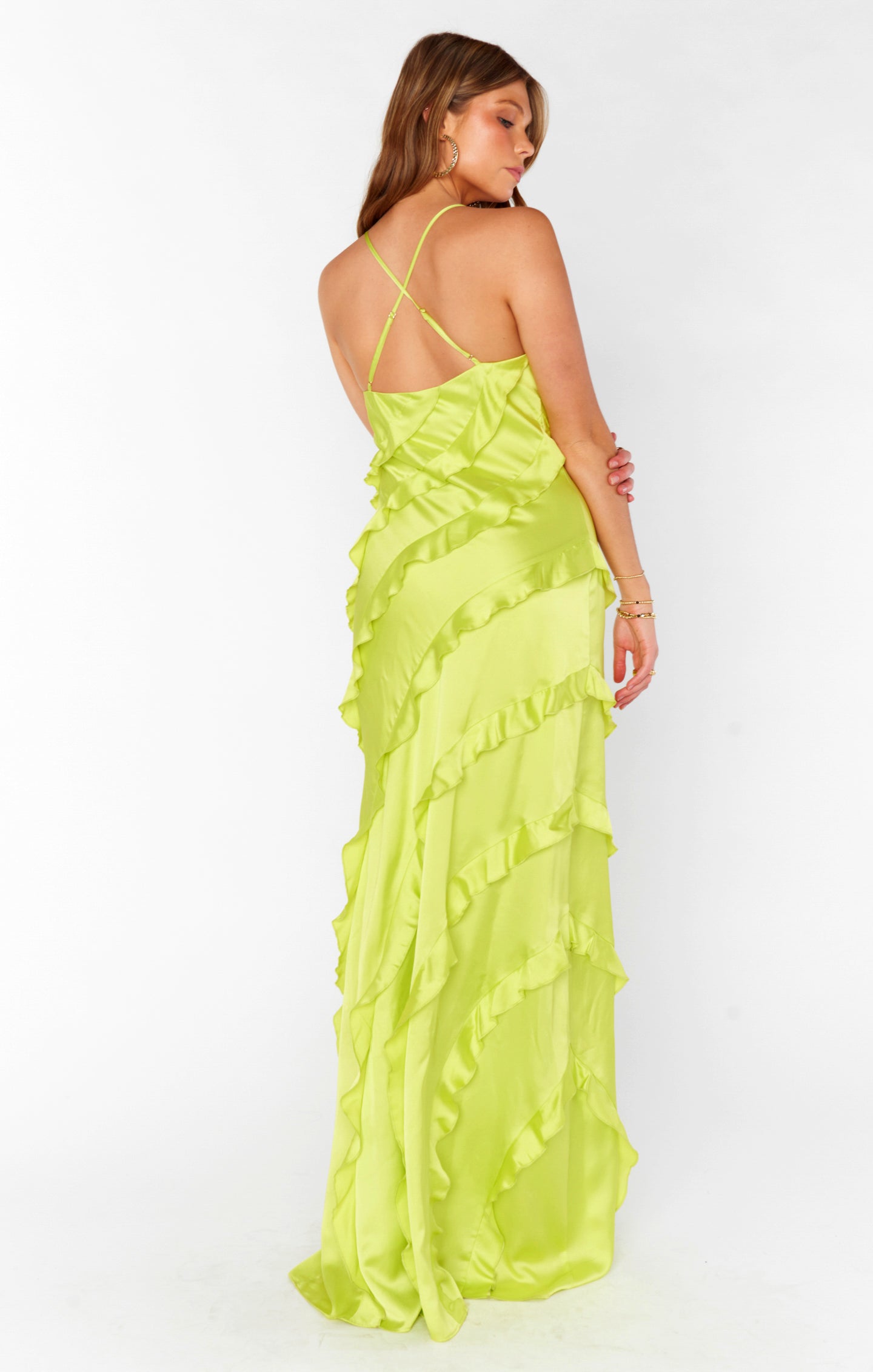 Floor Length Ruffle Satin Dress for Bridesmaids & Weddings | Citrine Luxe