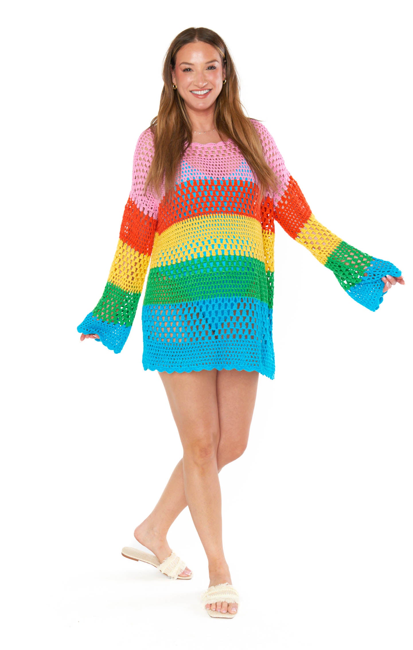 Bright Stripe Crochet Pullover for Swim Coverup & Summer | Paula